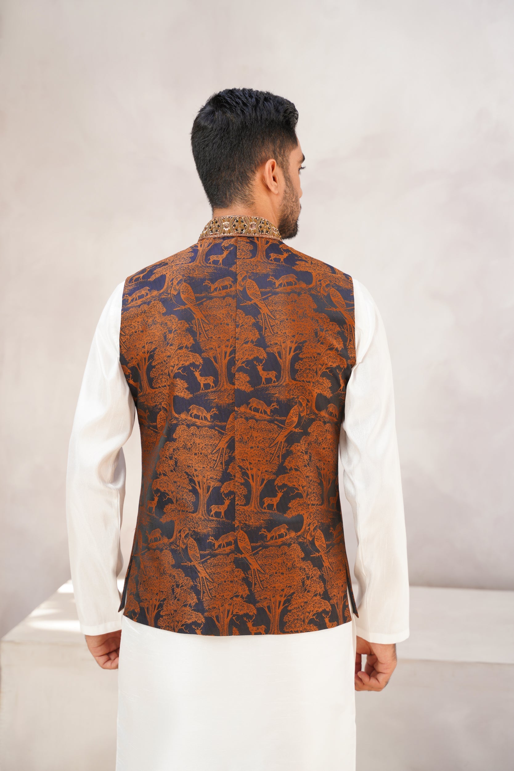 Indigo hazel hand embellished waistcoat