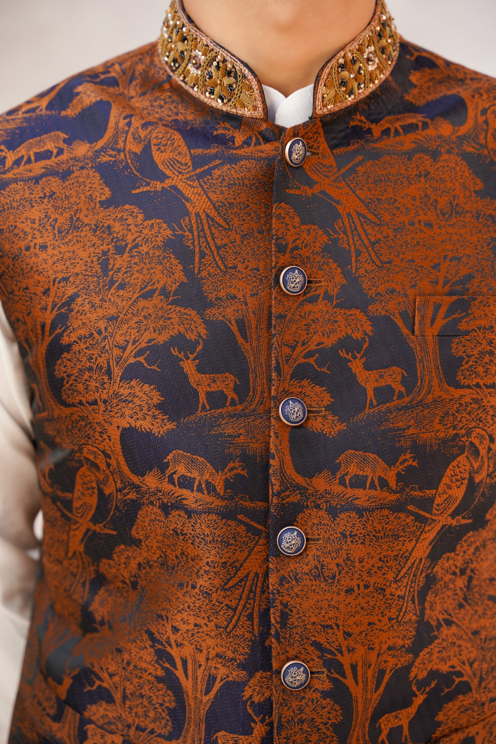 Indigo hazel hand embellished waistcoat