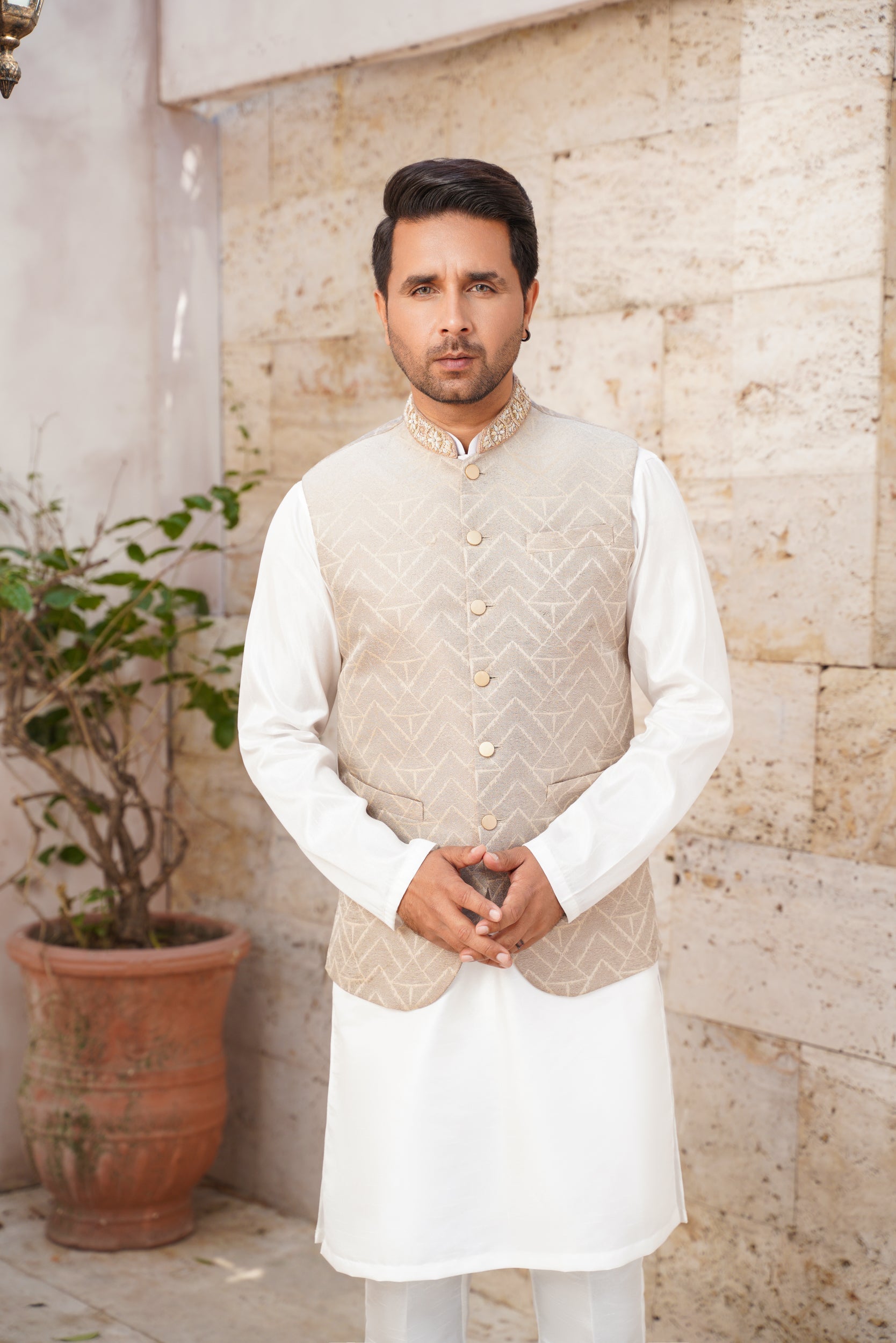 Ivory white Hand embellished