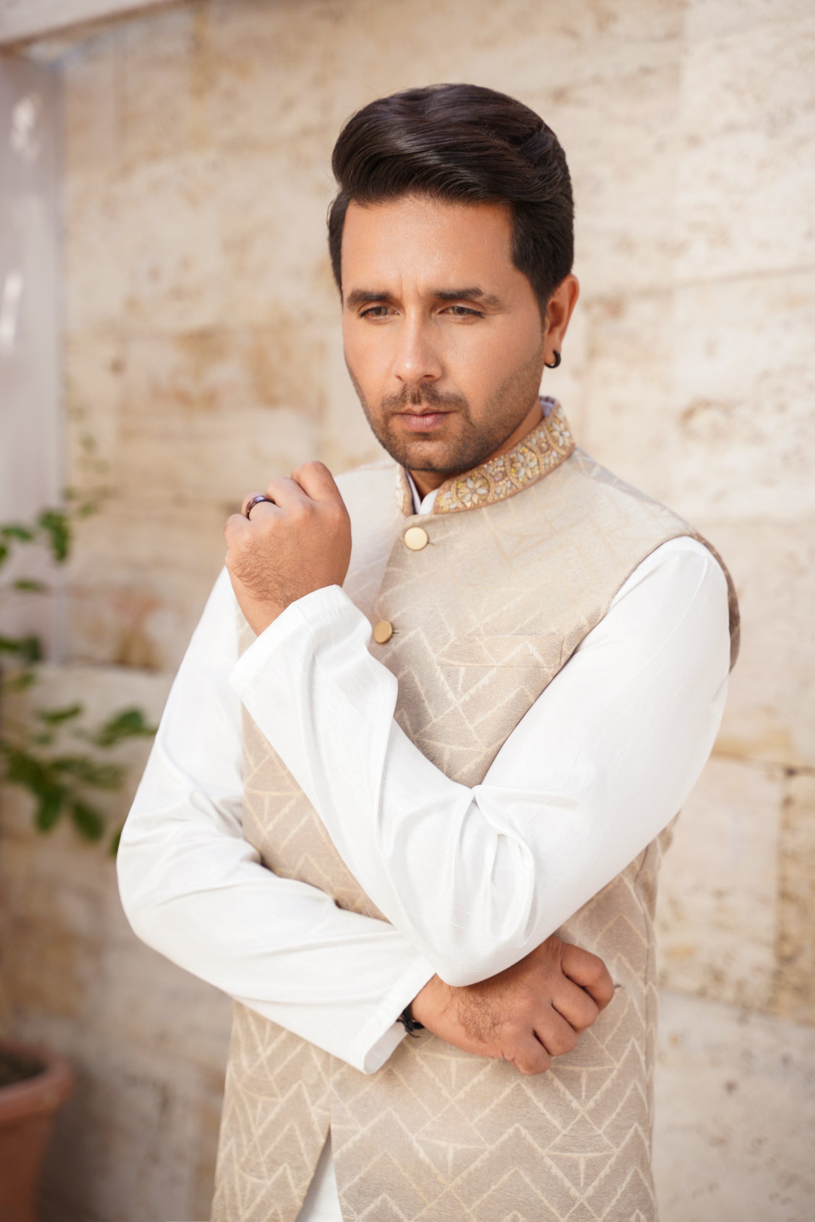 Ivory white Hand embellished