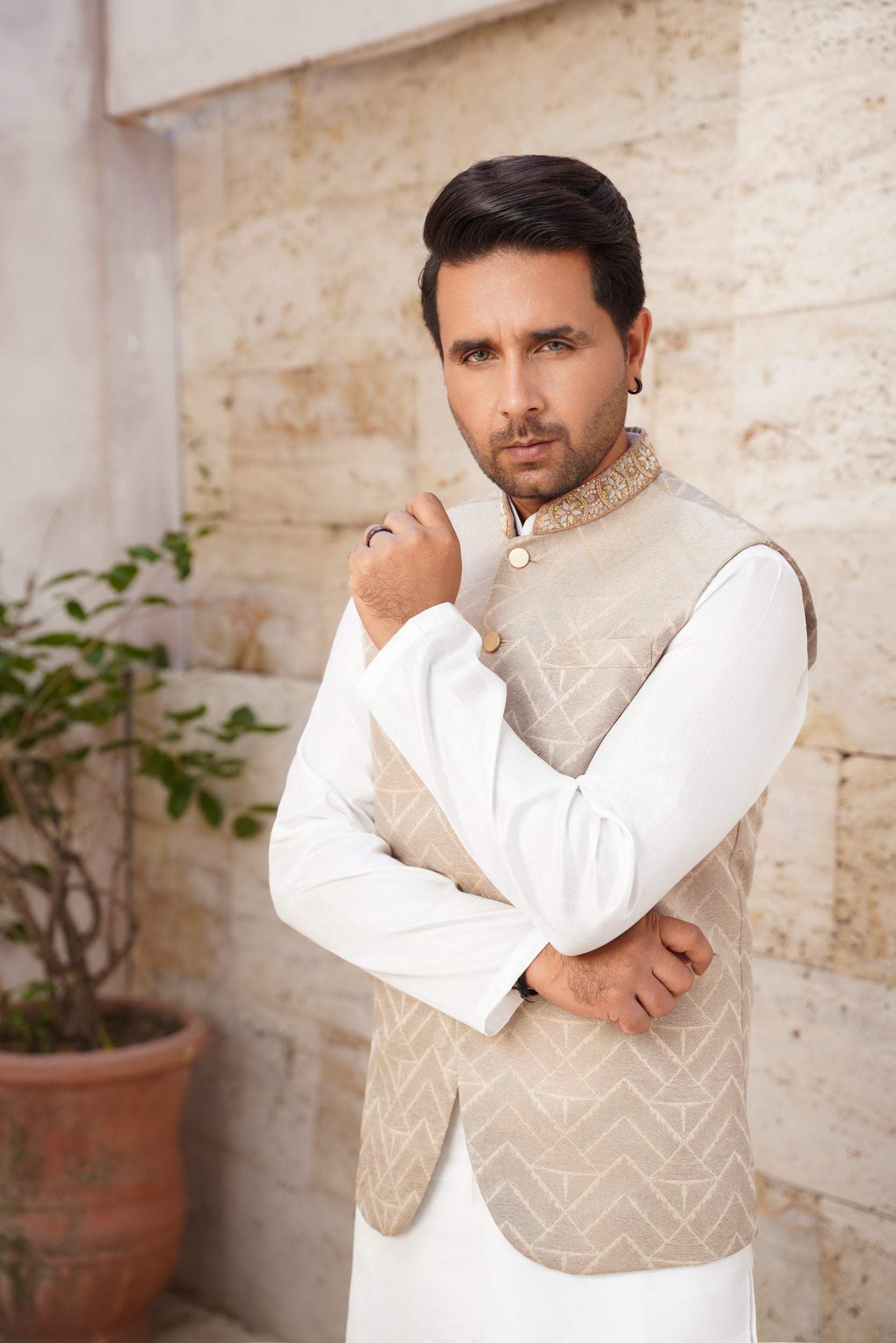 Ivory white Hand embellished