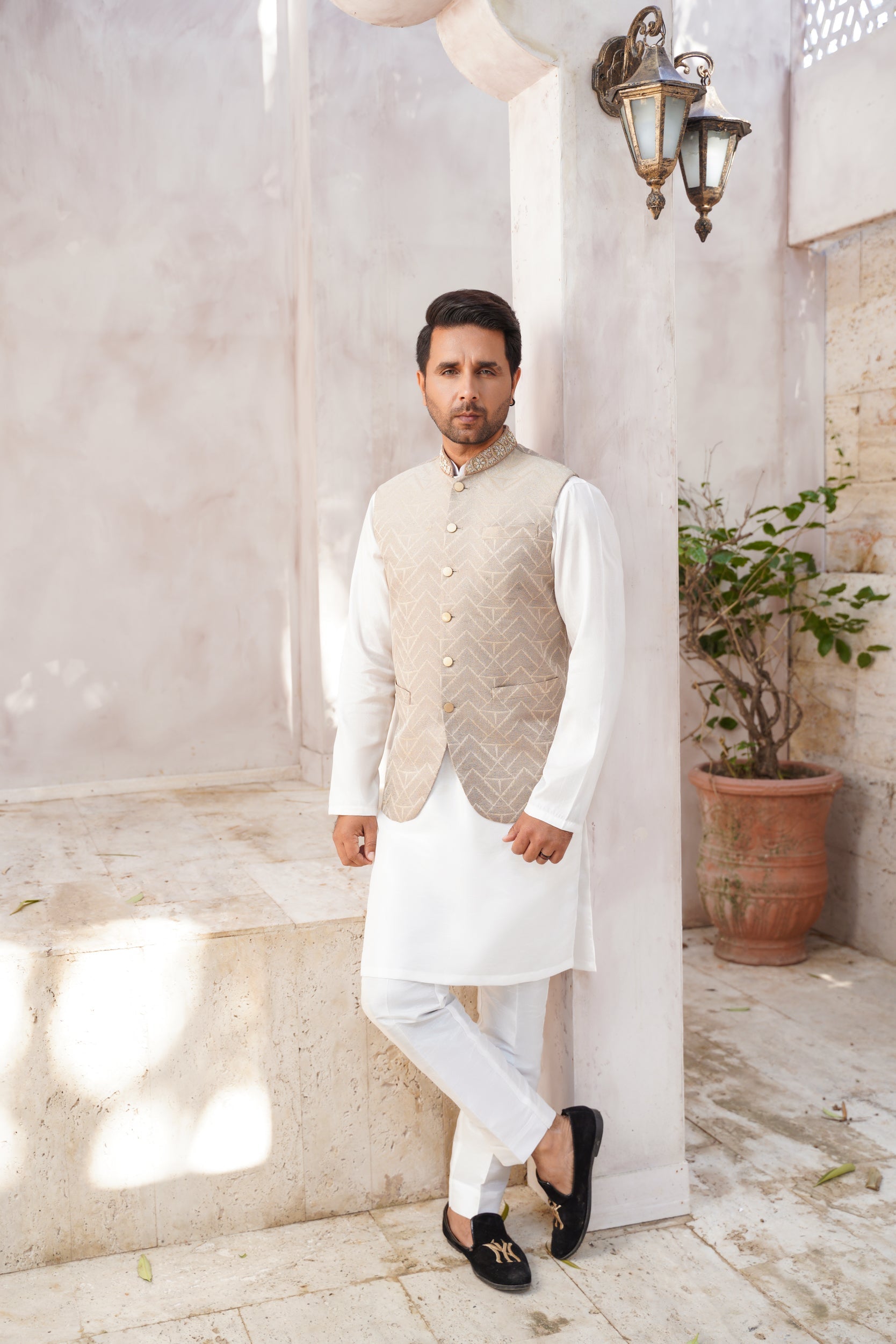 Ivory white Hand embellished