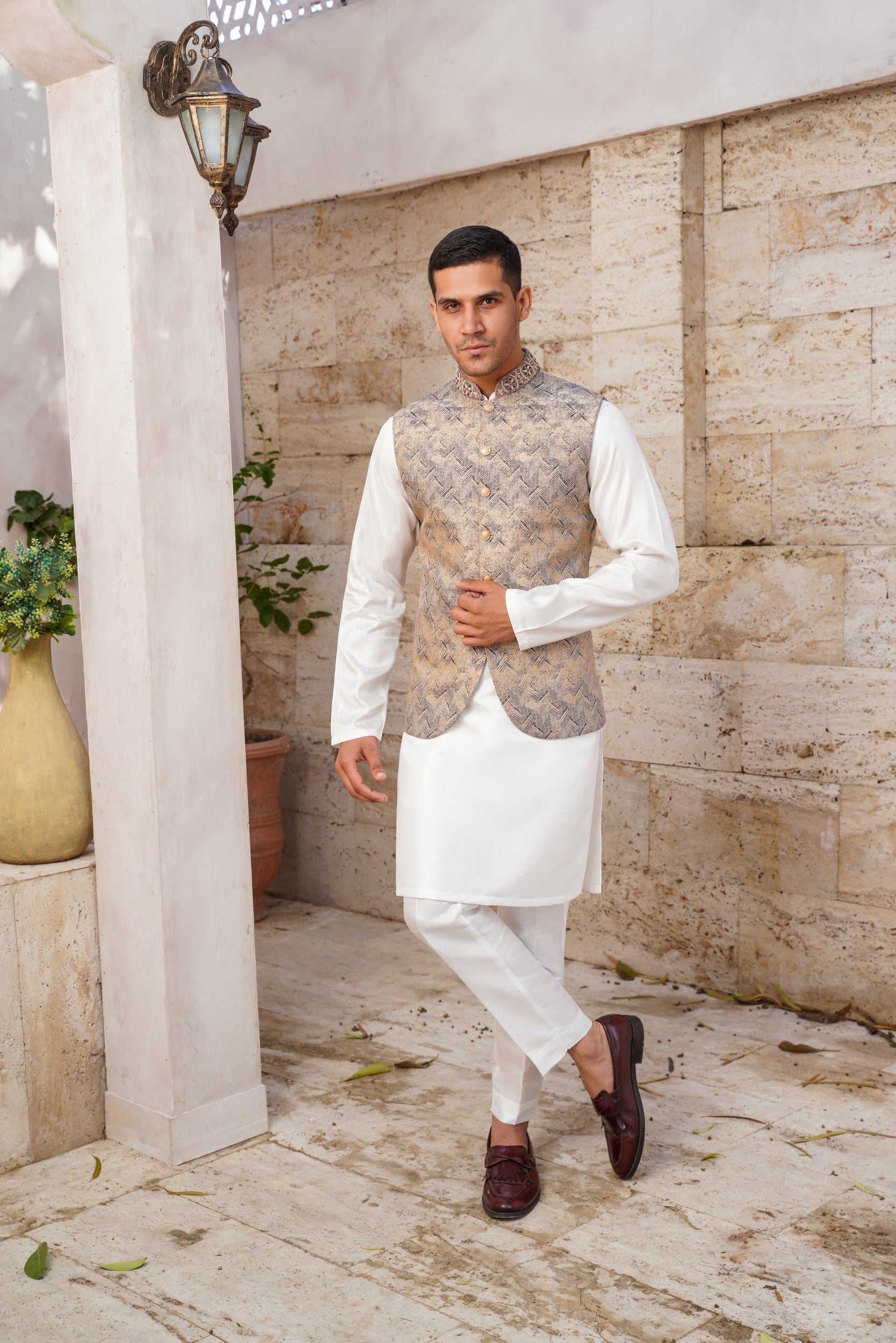 Geometrical patterned  waistcoat