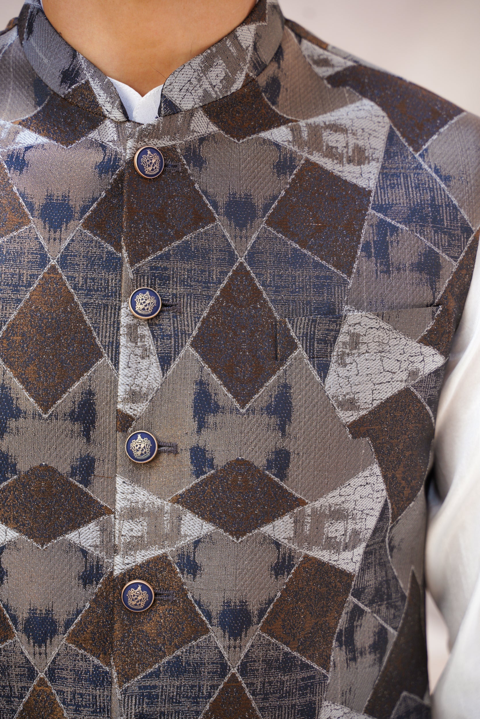 Gray brown Printed waistcoat