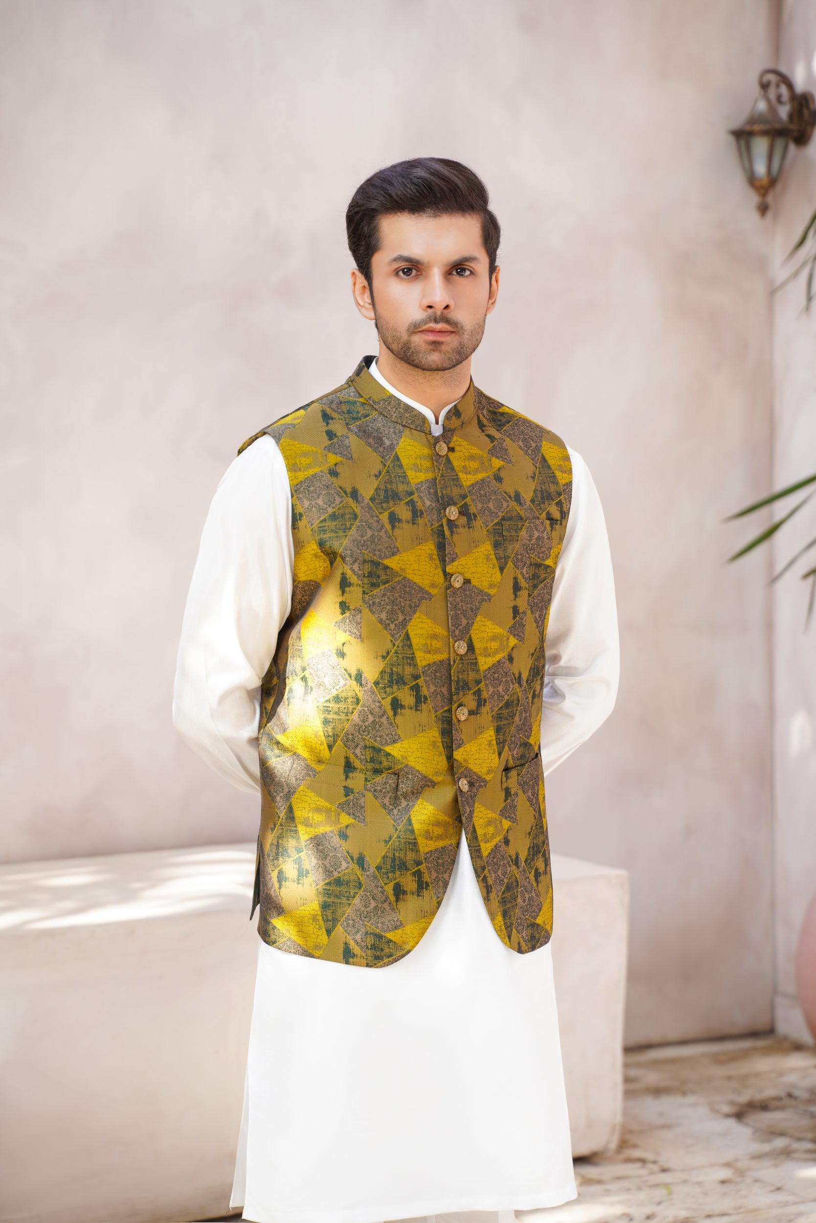 Stylish Lime-Hued Waistcoat