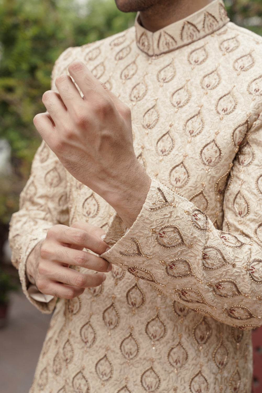 Ivory Embriodered  Sherwani