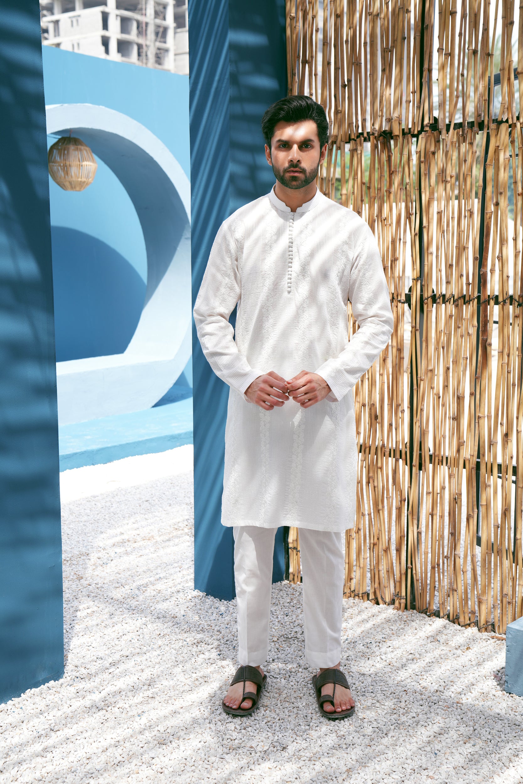 Ivory Thread Work Kurta Set