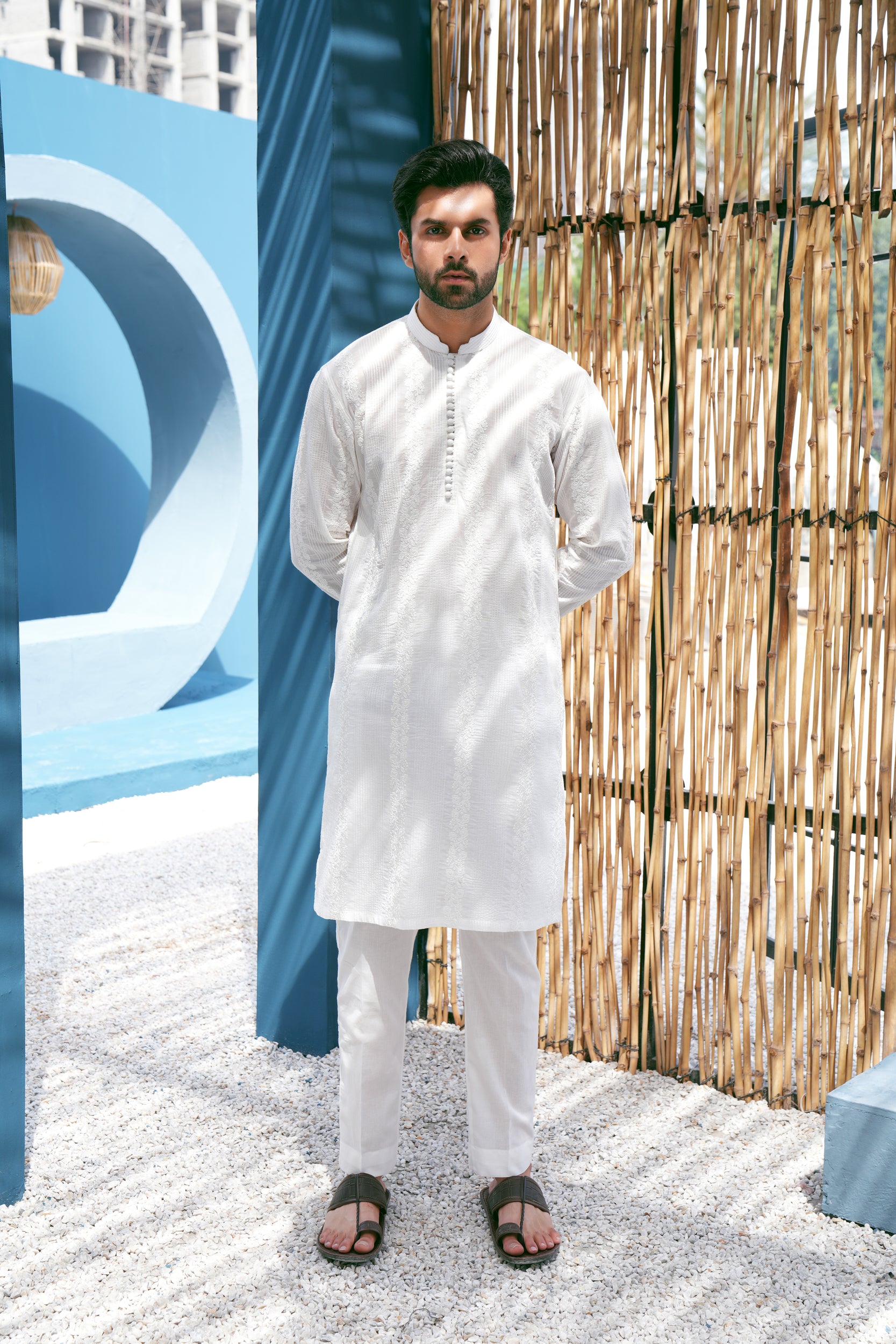 Ivory Thread Work Kurta Set