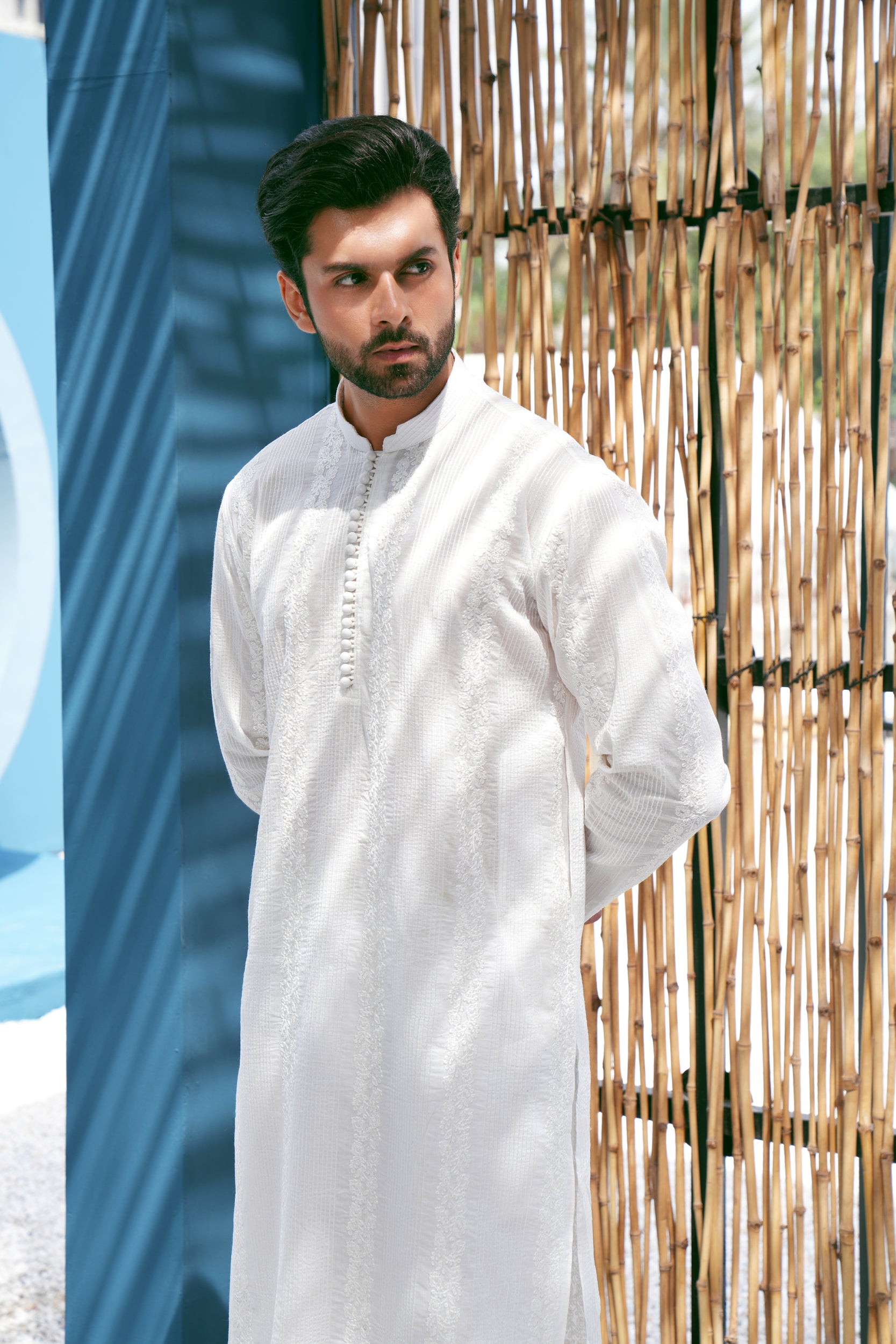 Ivory Thread Work Kurta Set