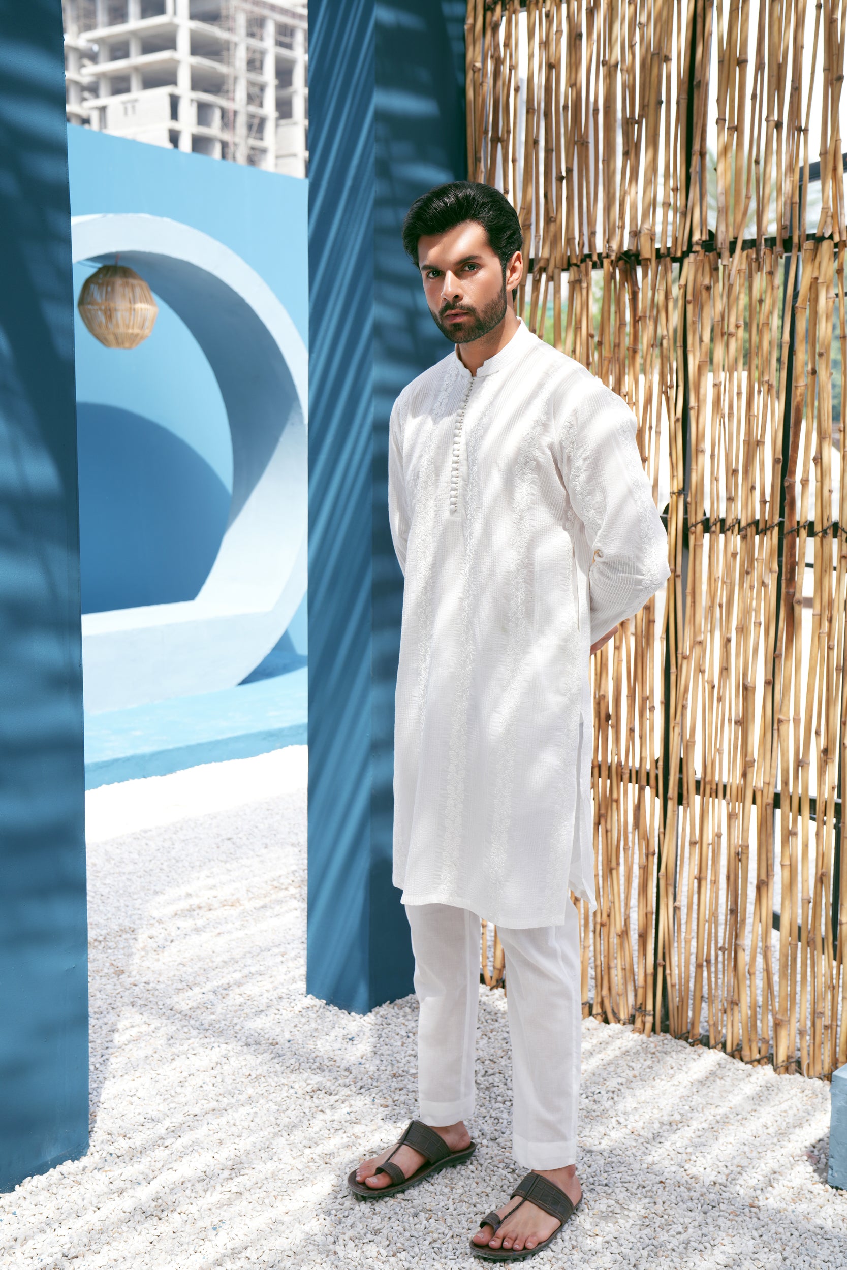 Ivory Thread Work Kurta Set