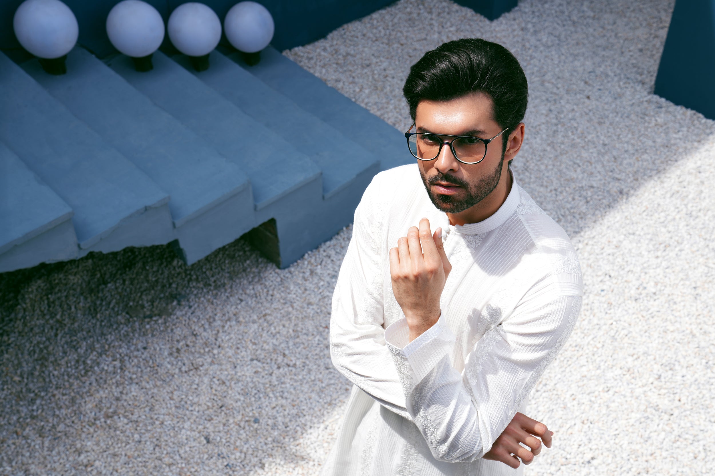 Ivory Thread Work Kurta Set