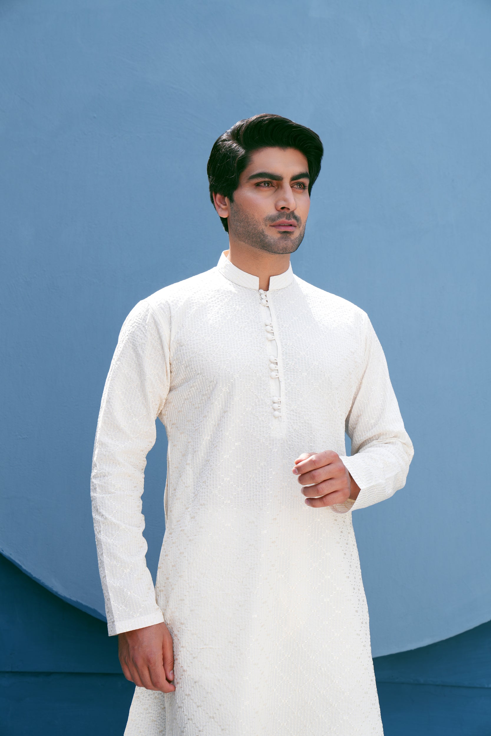 Ivory Thread Work Kurta Set