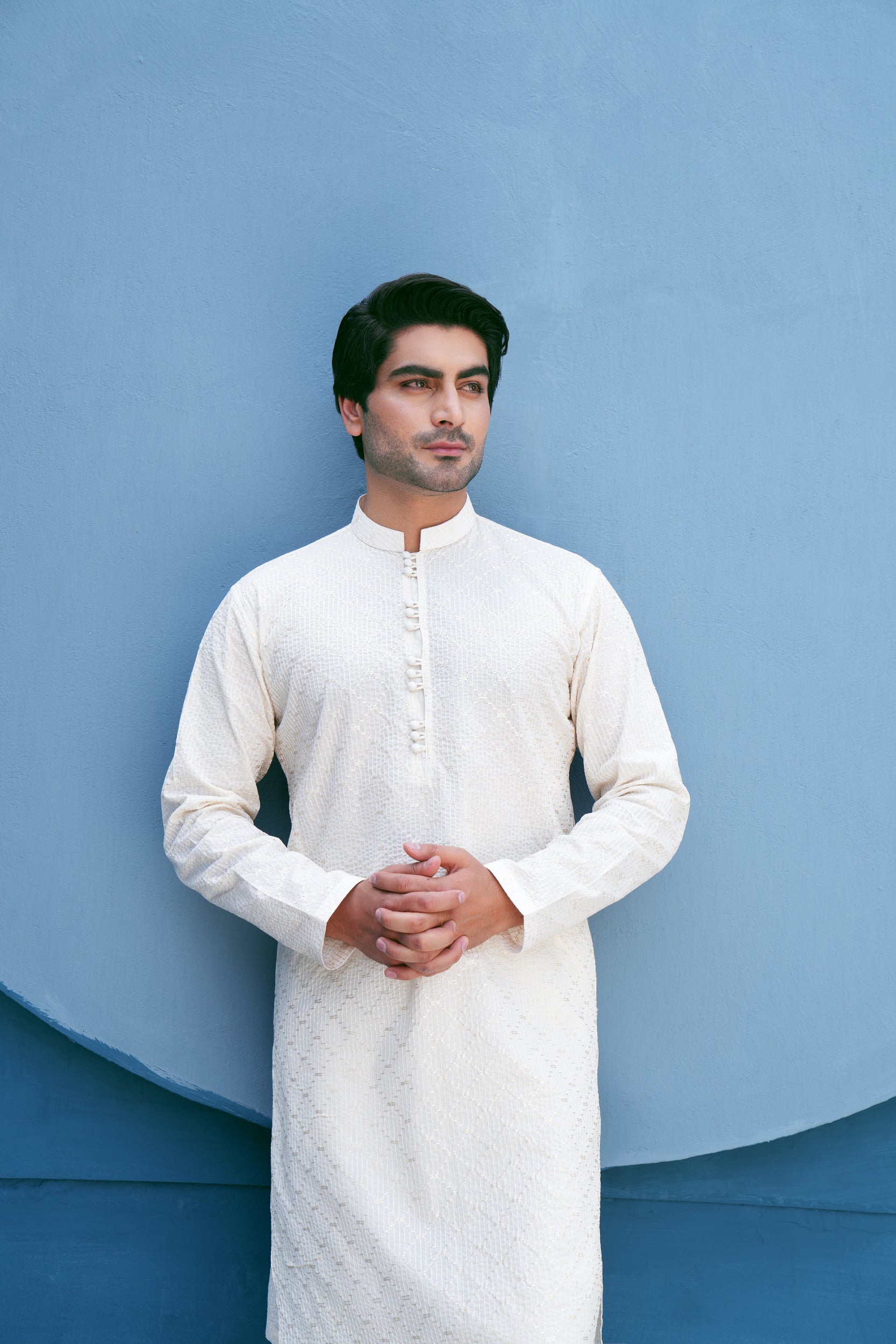 Ivory Thread Work Kurta Set