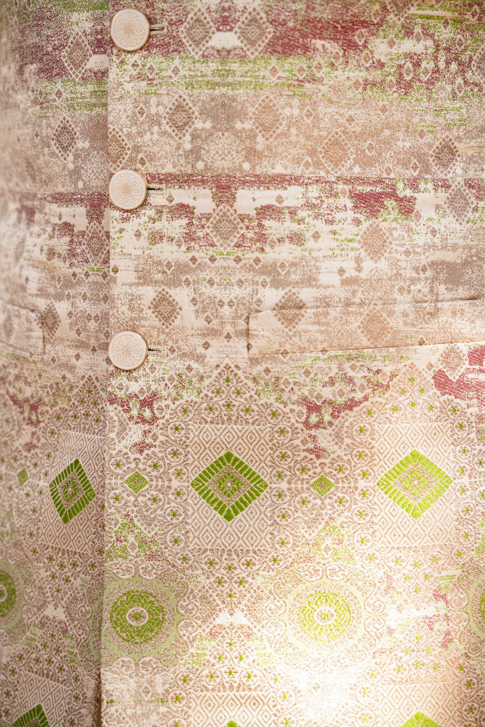 Green geometric patterned  waistcoat