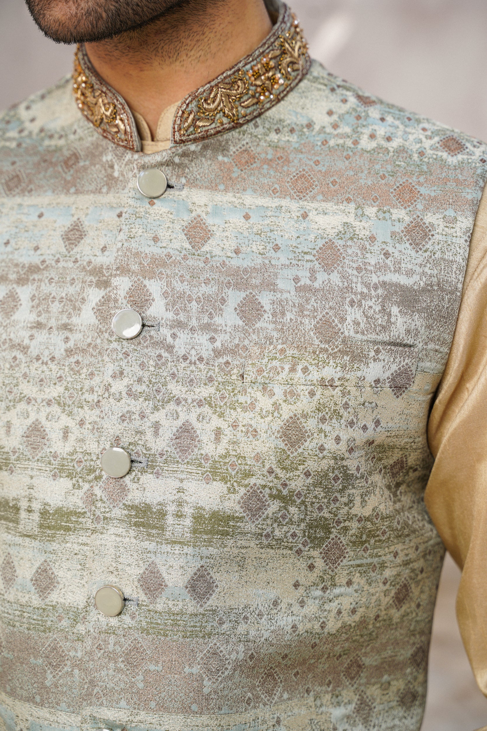 Lead embellished ban printed waistcoat