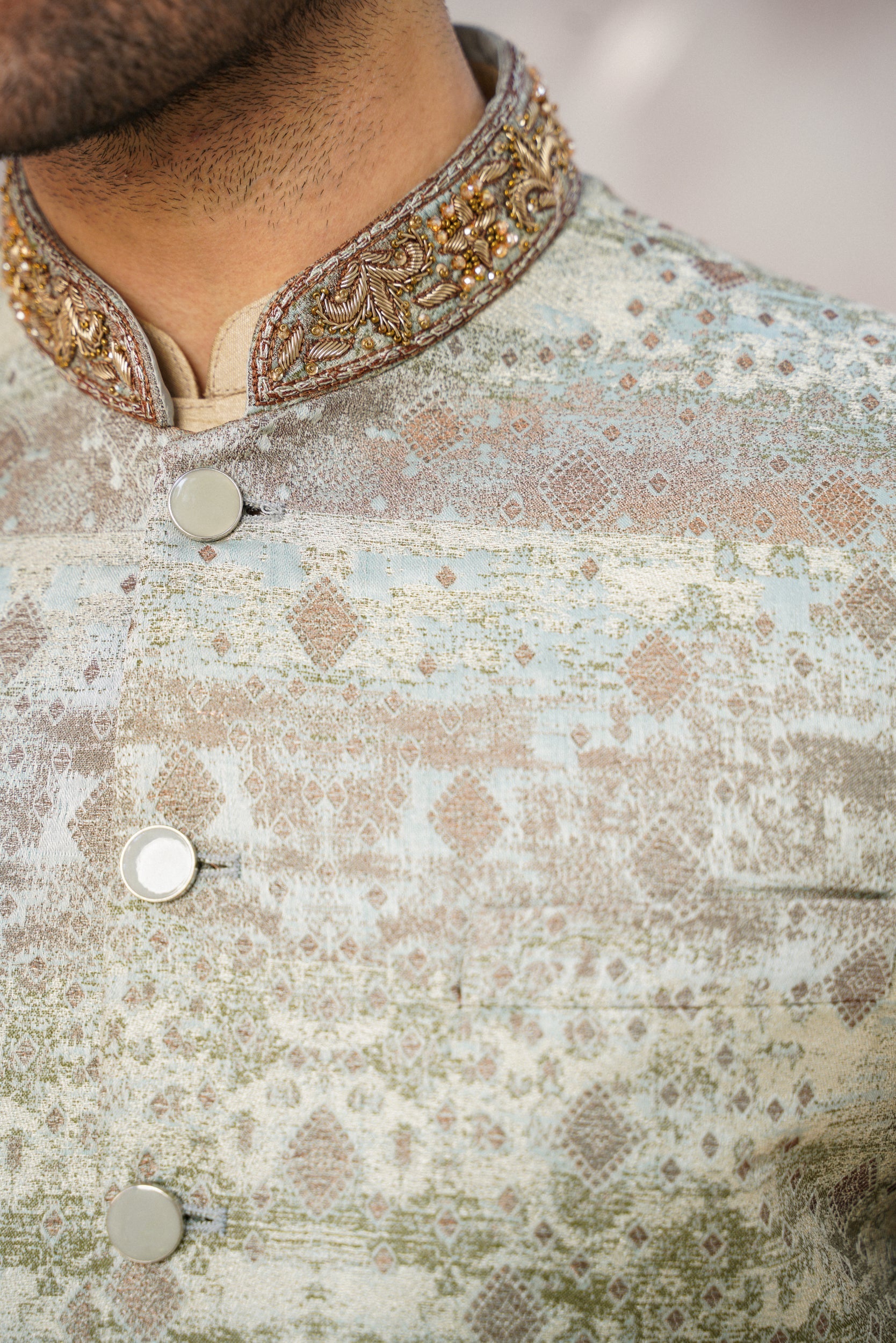 Lead embellished ban printed waistcoat