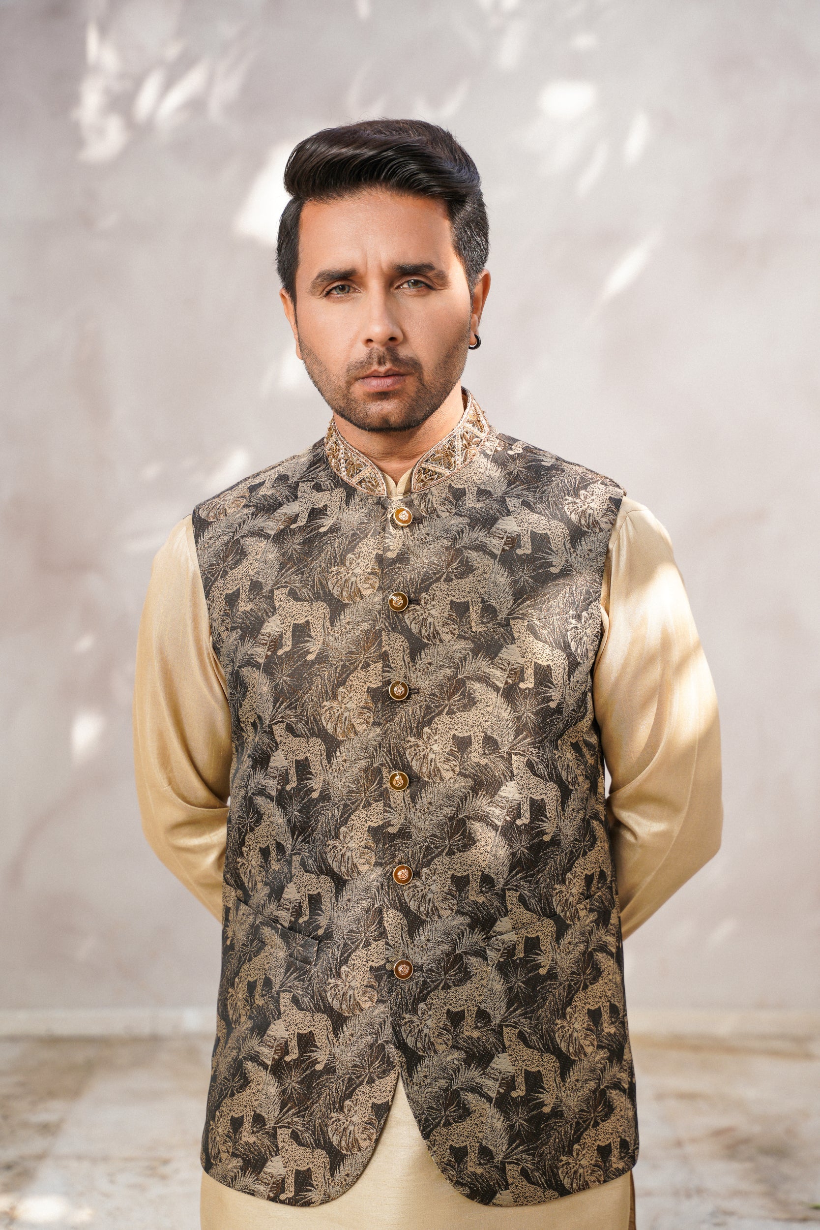 Embellished ban pictorial waistcoat