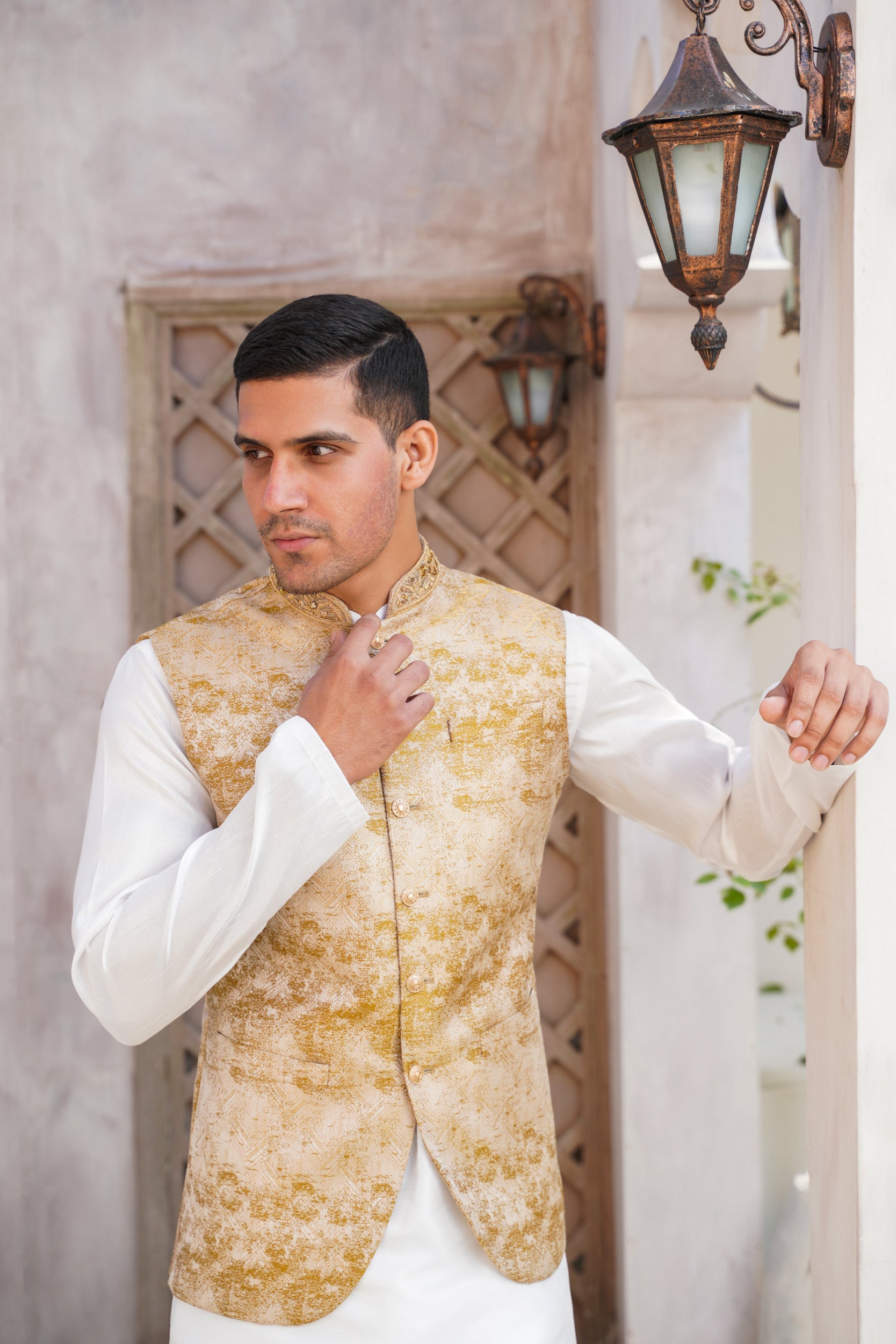 Embellished ban golden  waistcoat