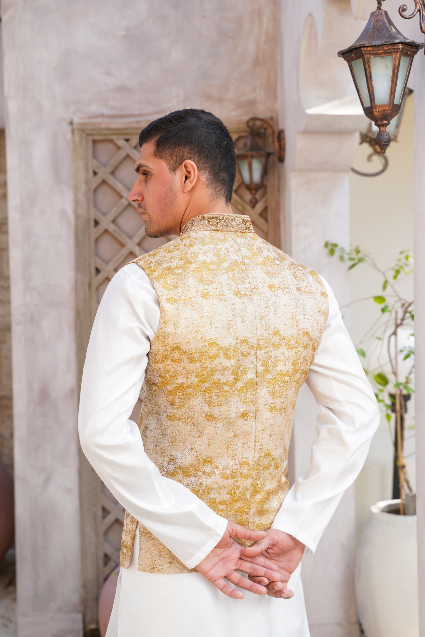 Embellished ban golden  waistcoat