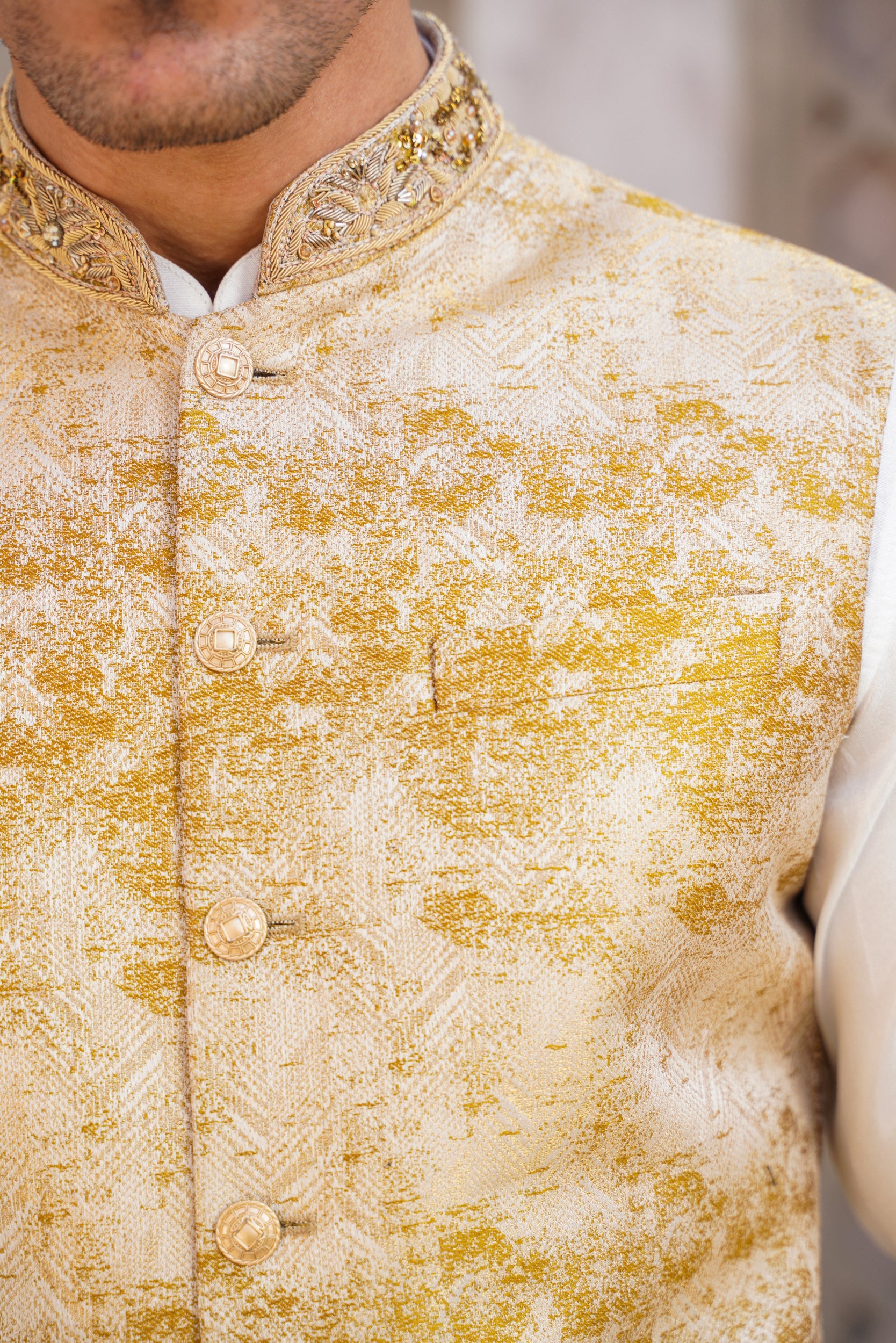 Embellished ban golden  waistcoat
