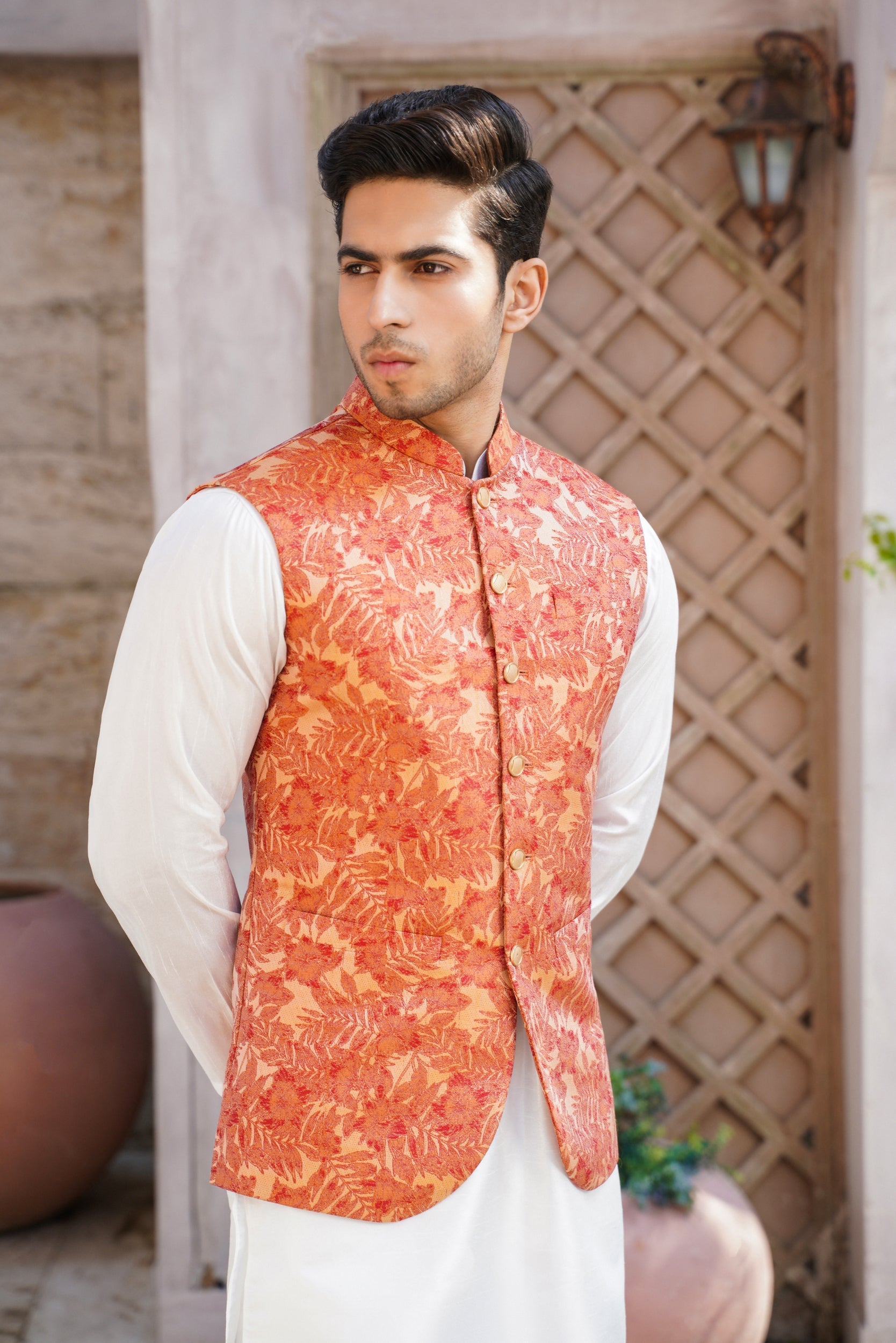 Amber Embossed Waistcoat