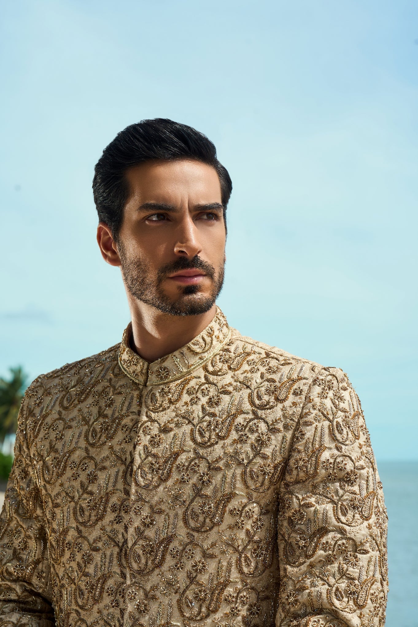 Regal Tide Embroidered Sherwani Ensemble with turban