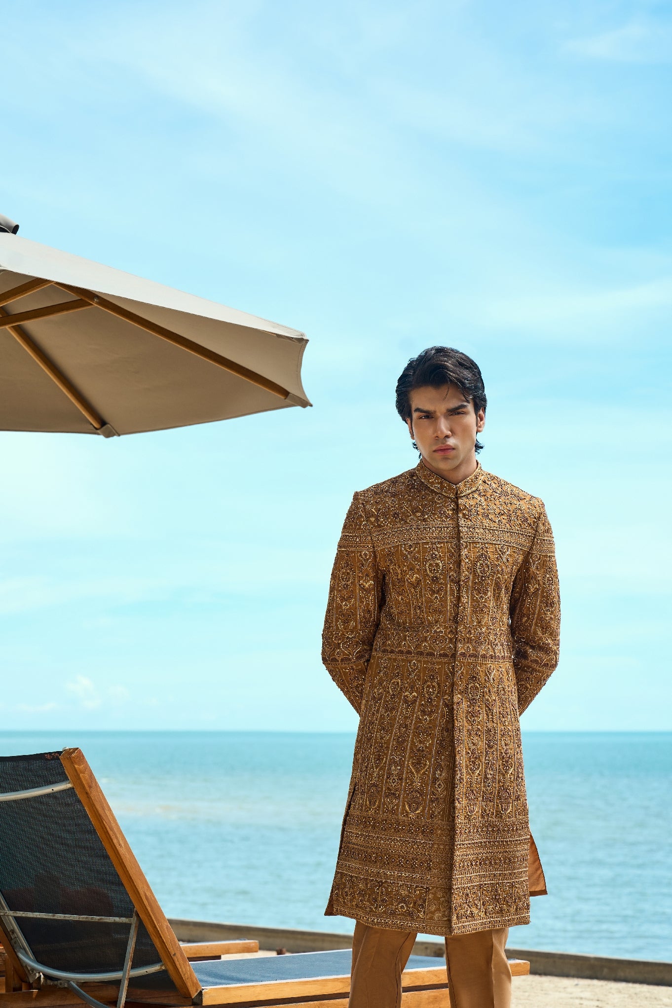 Regal Tide Embroidered Sherwani Ensemble with turban