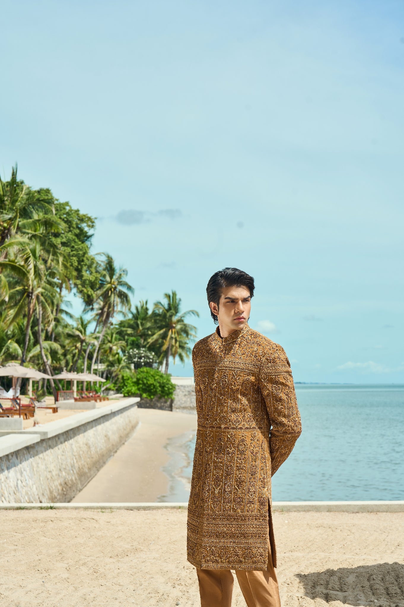 Regal Tide Embroidered Sherwani Ensemble with turban