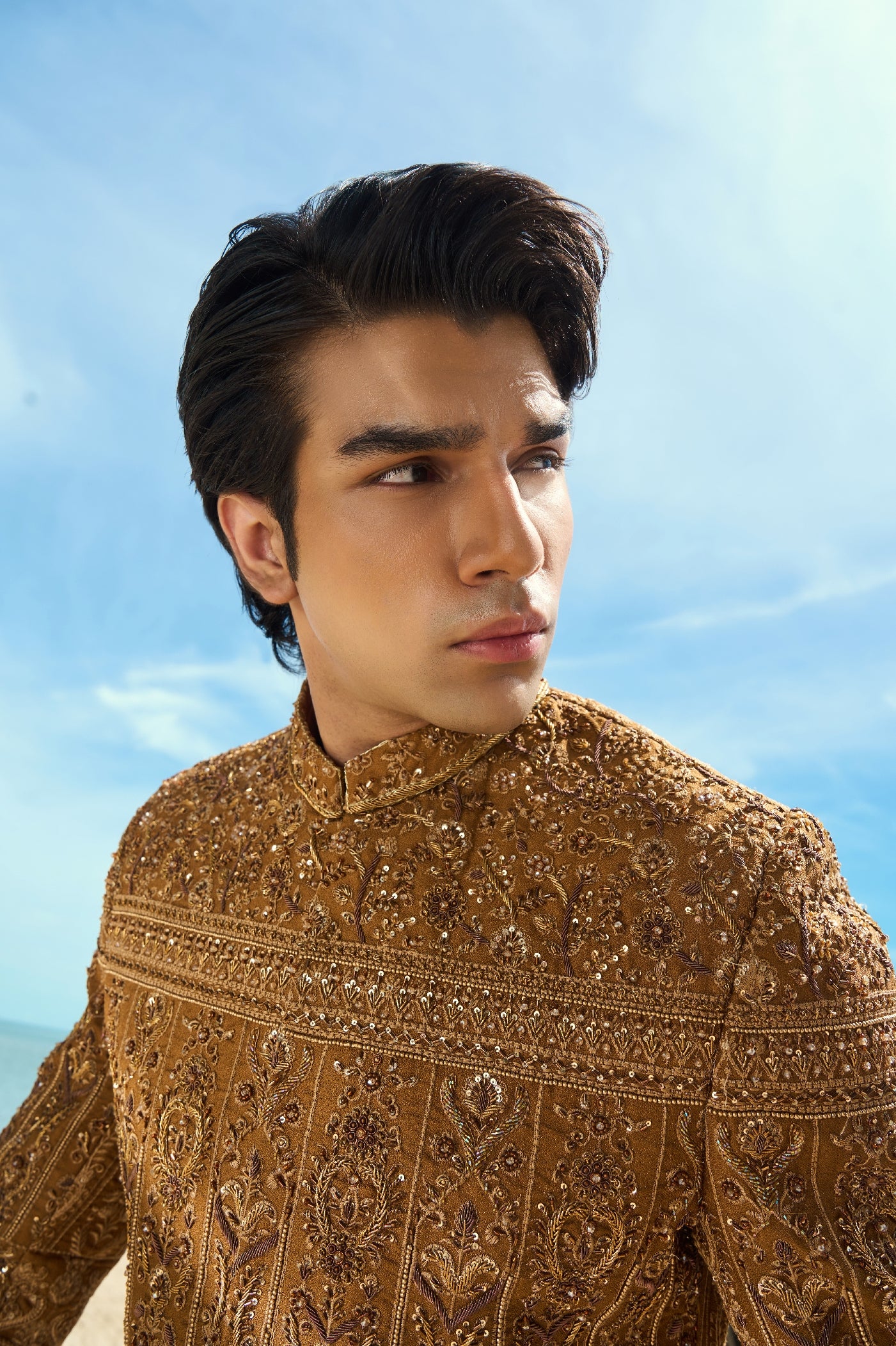 Regal Tide Embroidered Sherwani Ensemble with turban