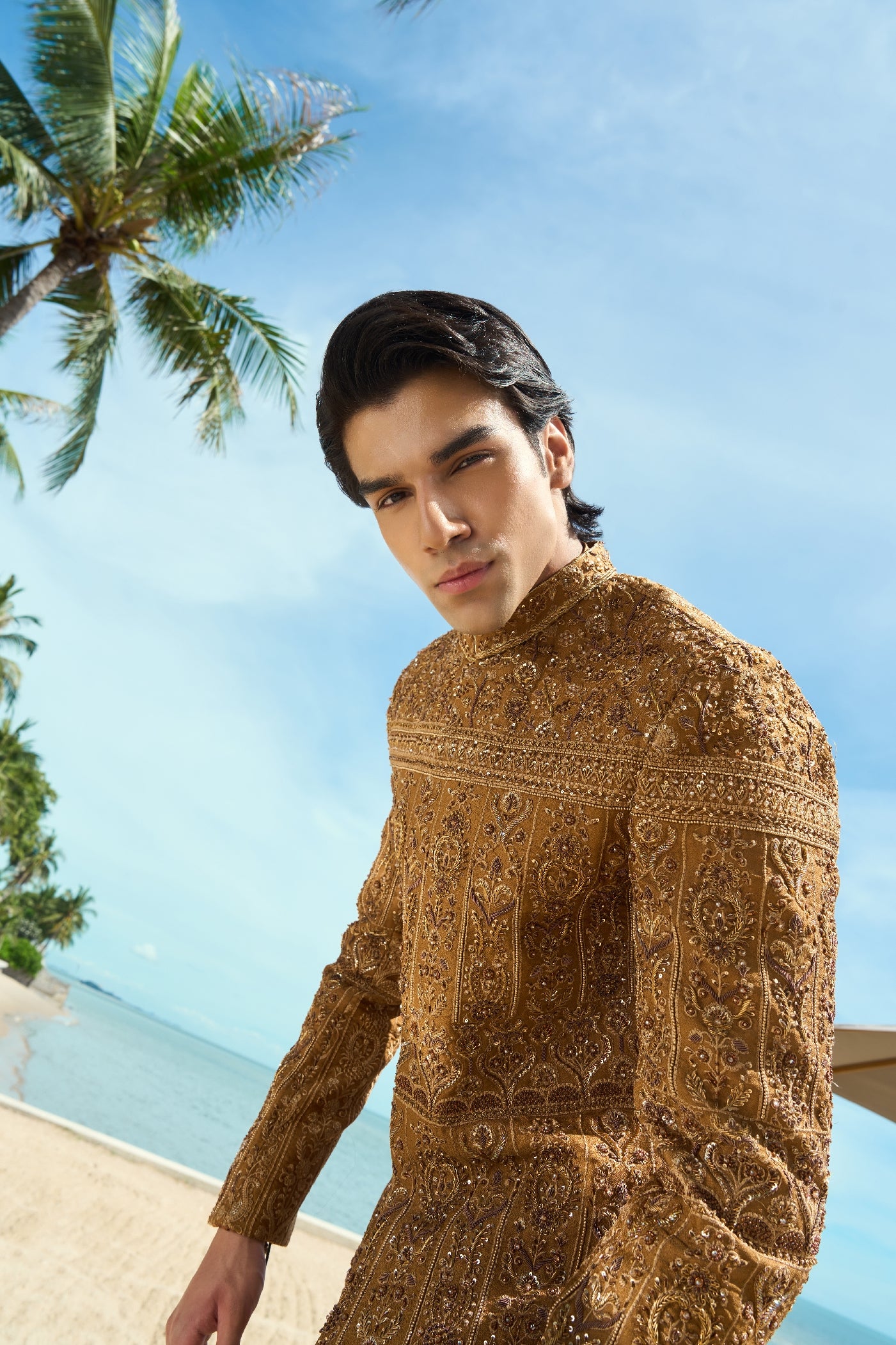 Regal Tide Embroidered Sherwani Ensemble with turban