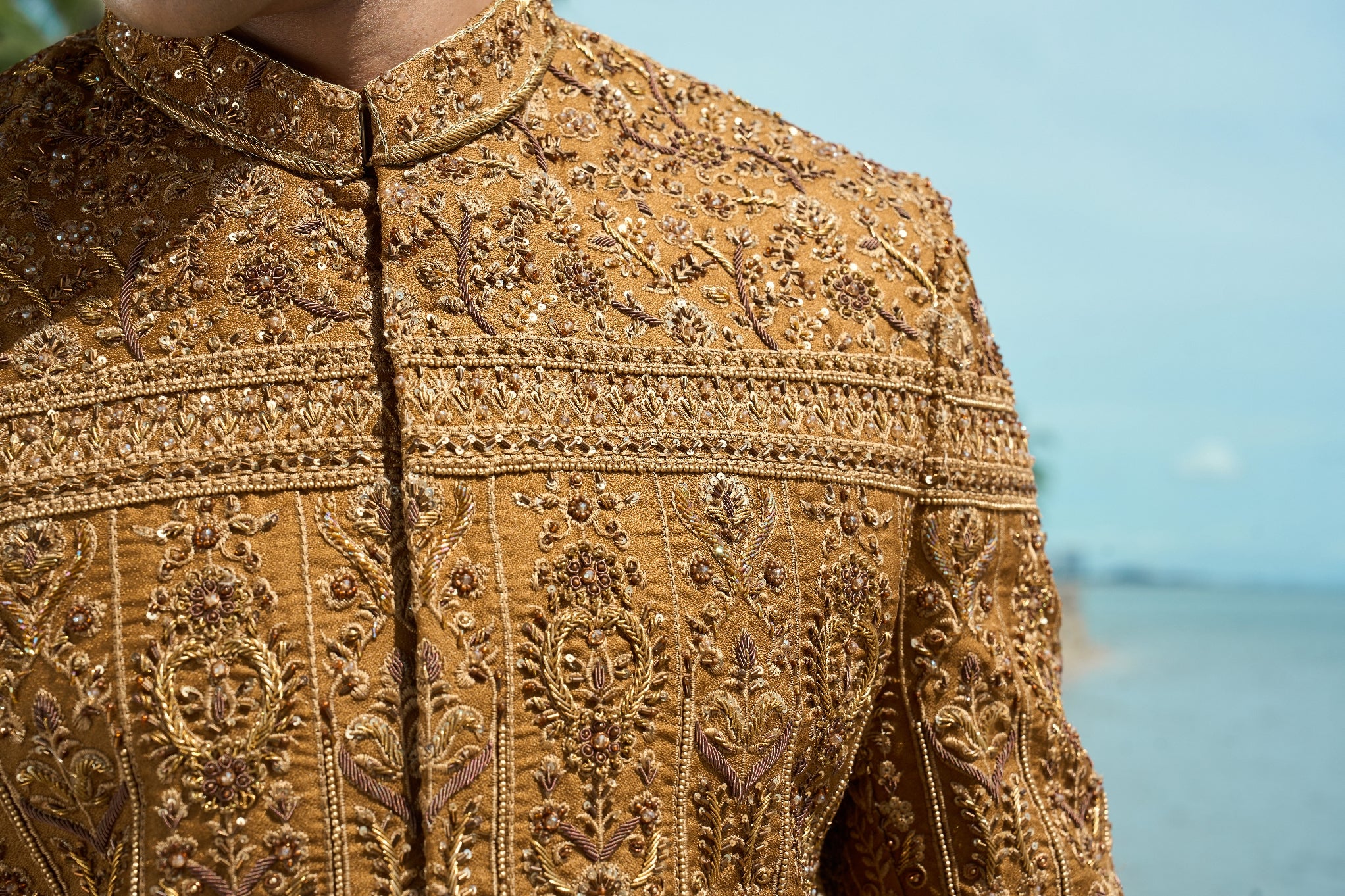 Regal Tide Embroidered Sherwani Ensemble with turban