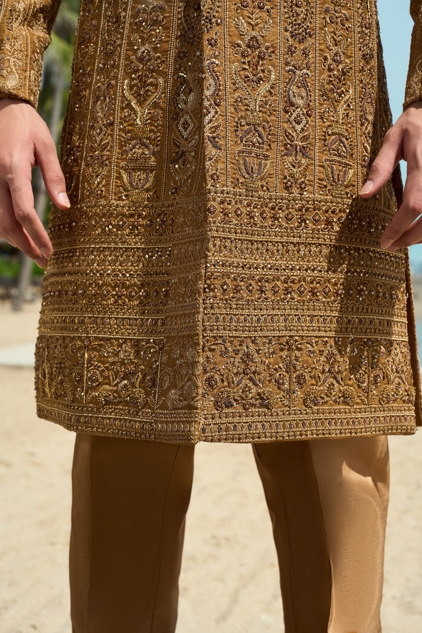 Regal Tide Embroidered Sherwani Ensemble with turban