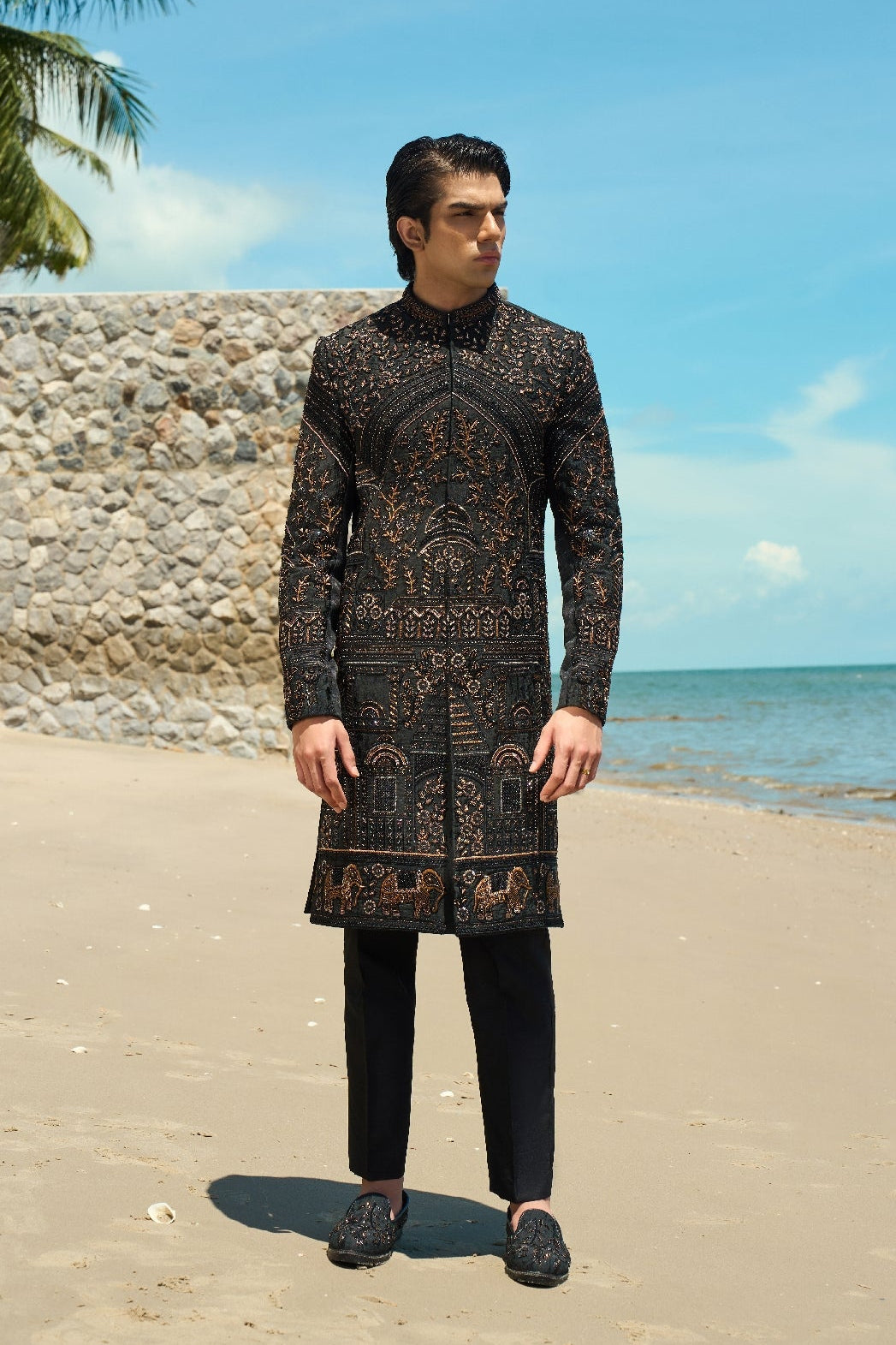 Midnight Ember – Sherwani with Turban