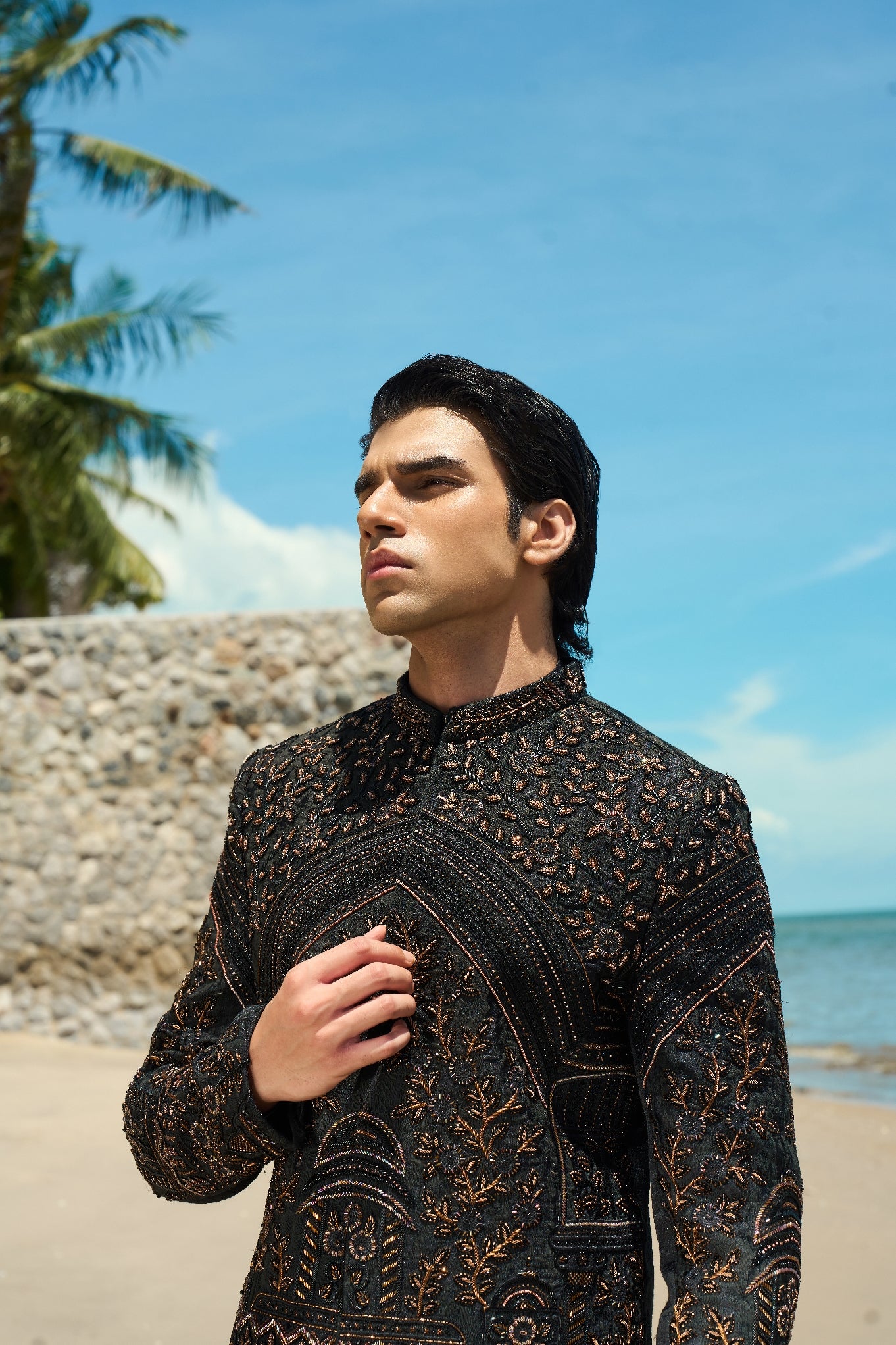 Midnight Ember – Sherwani with Turban