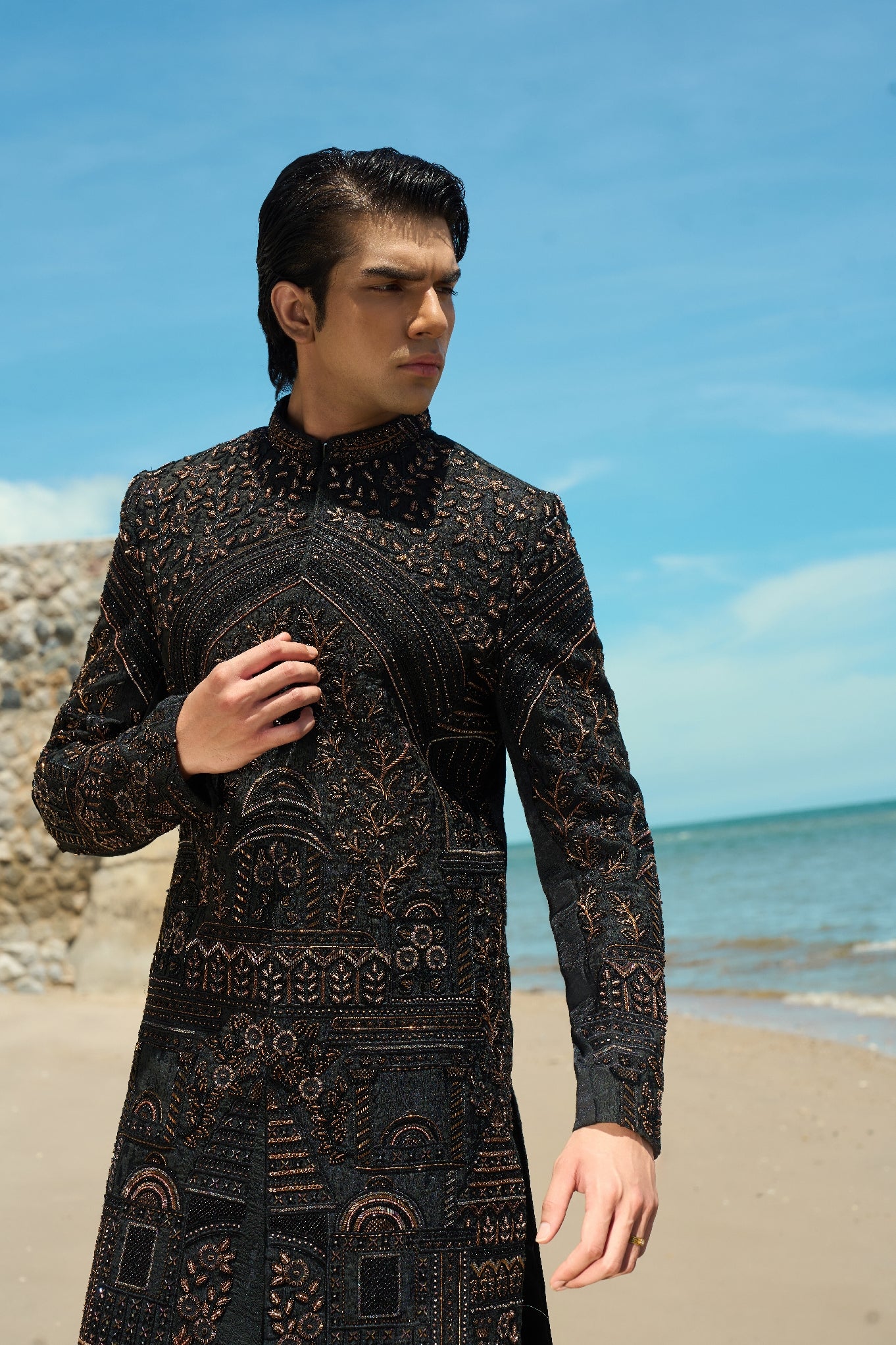 Midnight Ember – Sherwani with Turban