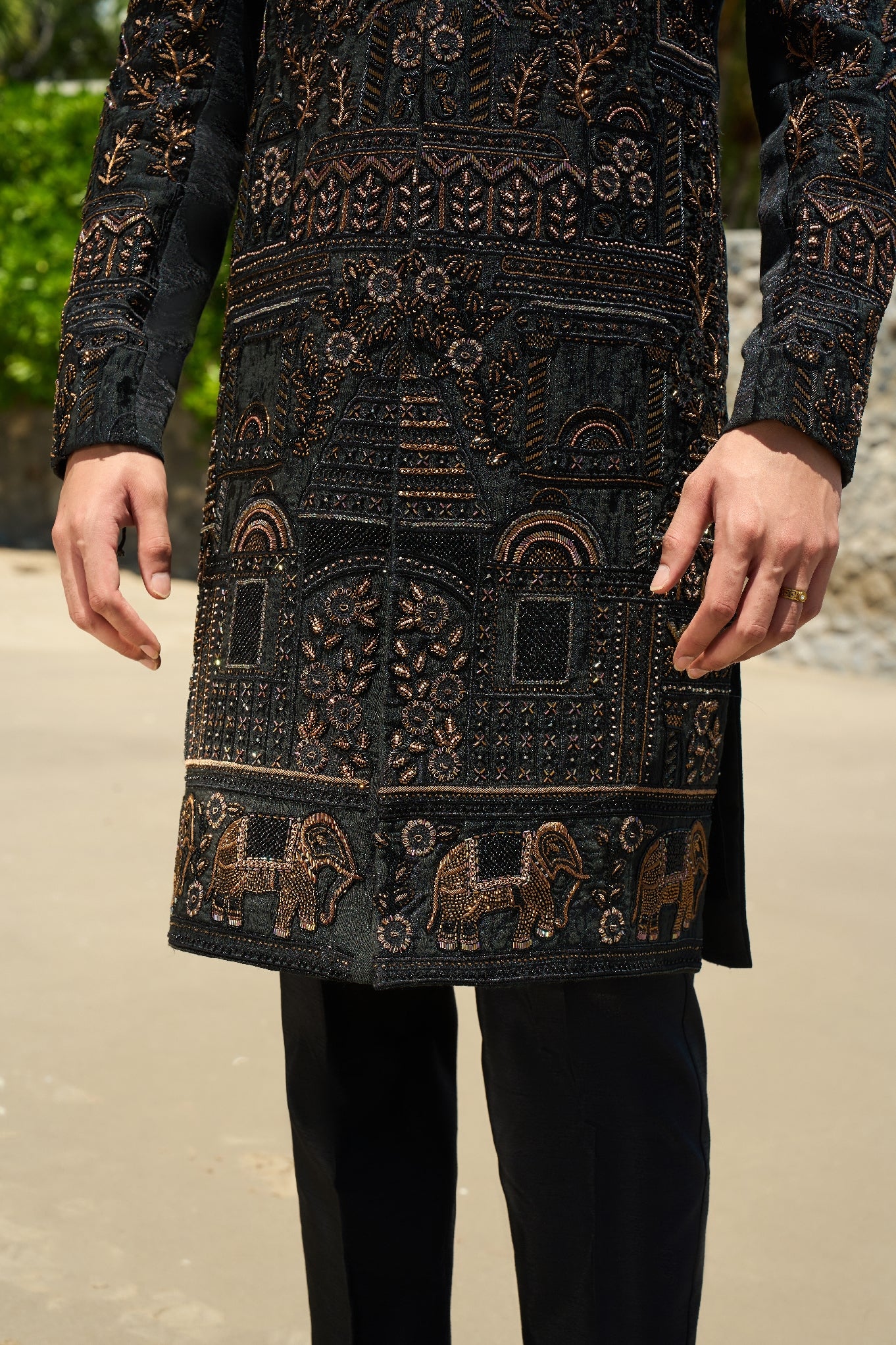 Midnight Ember – Sherwani with Turban