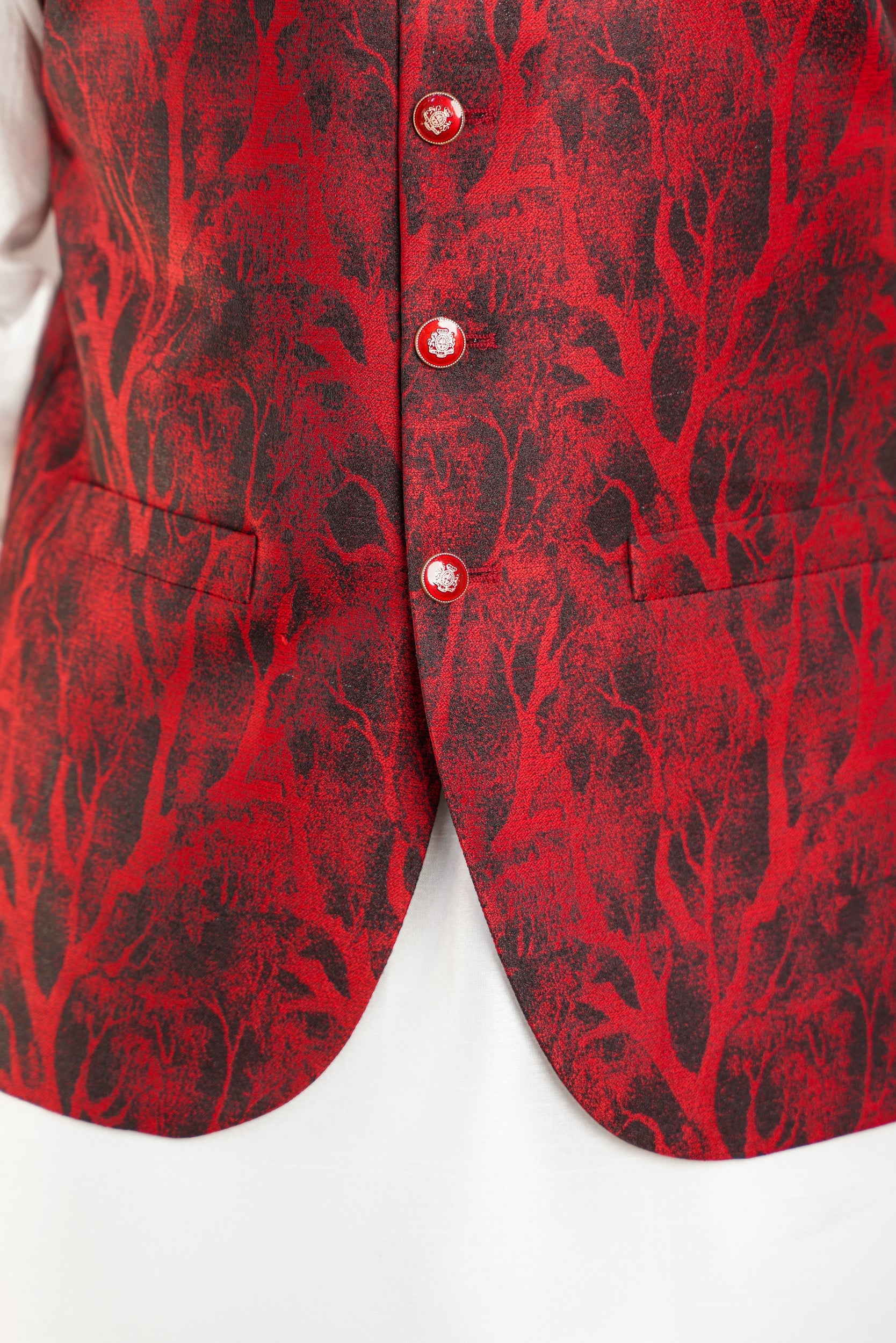 Red self  Design Jaquard waistcoat