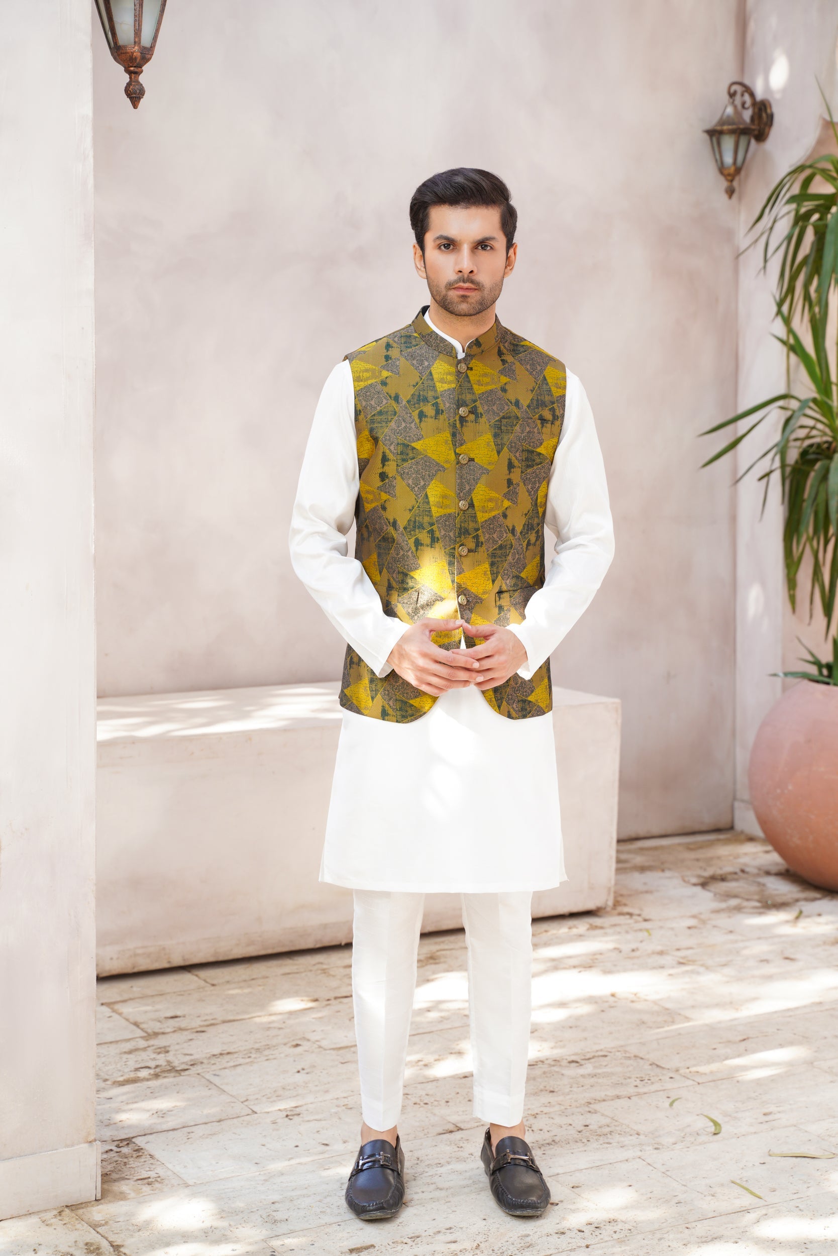 Stylish Lime-Hued Waistcoat