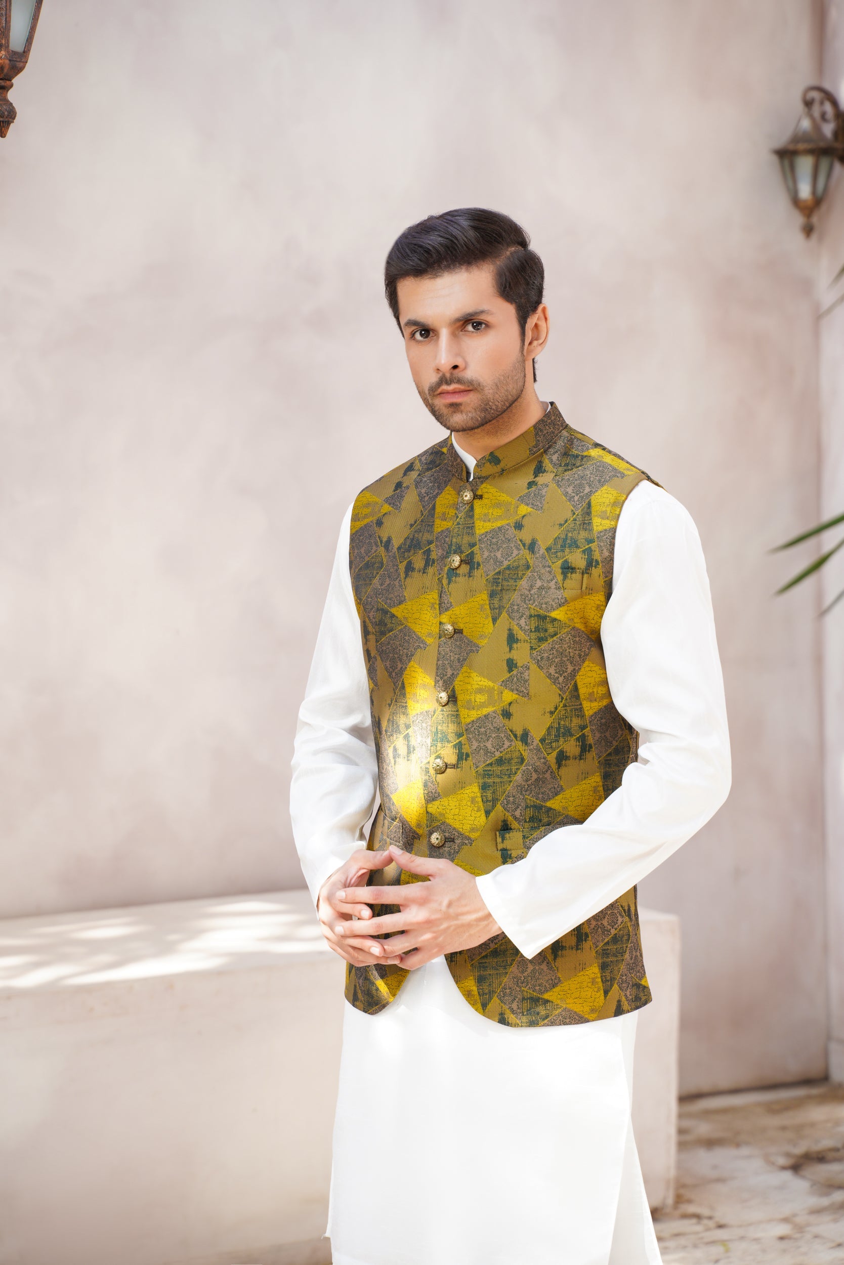 Stylish Lime-Hued Waistcoat