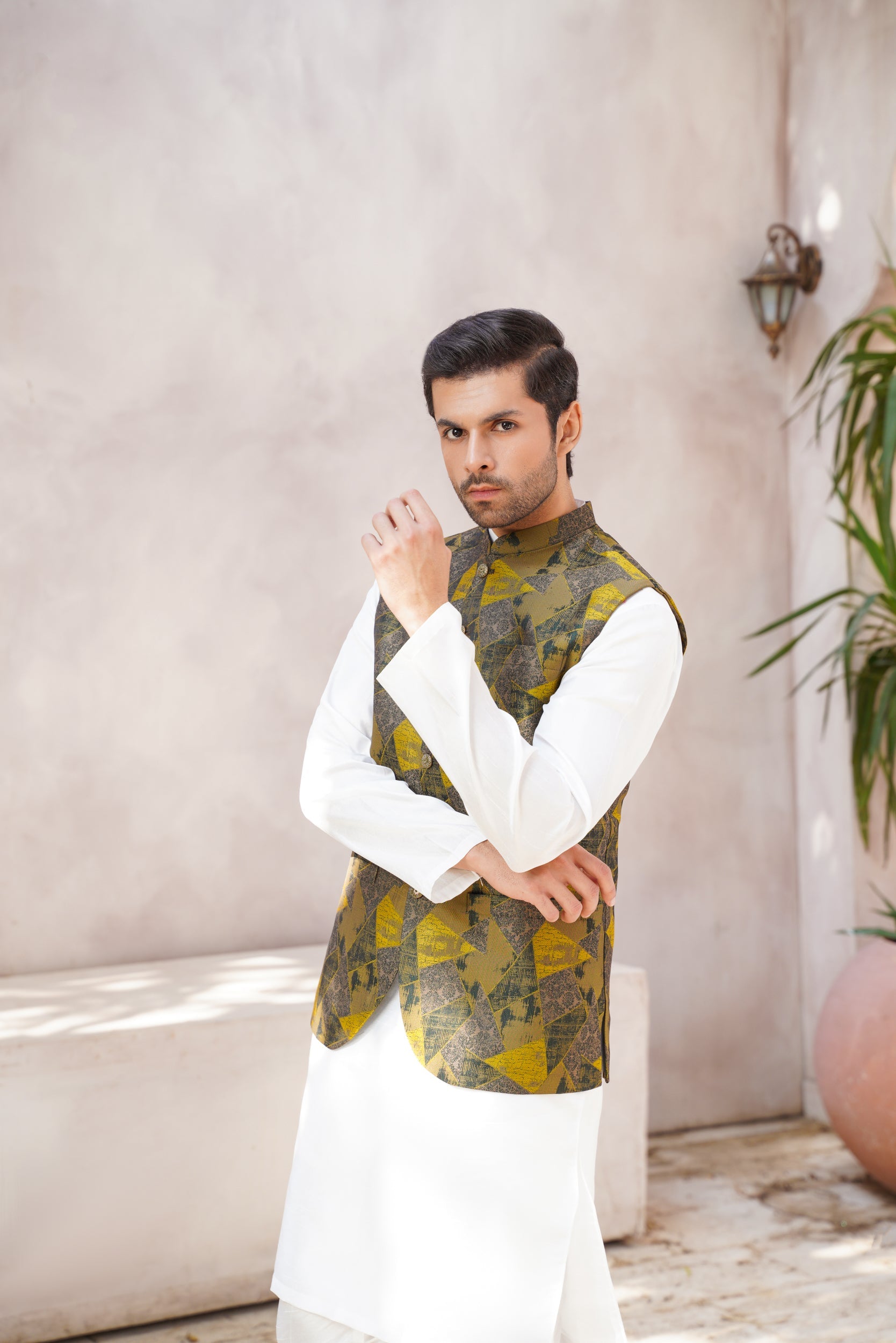 Stylish Lime-Hued Waistcoat