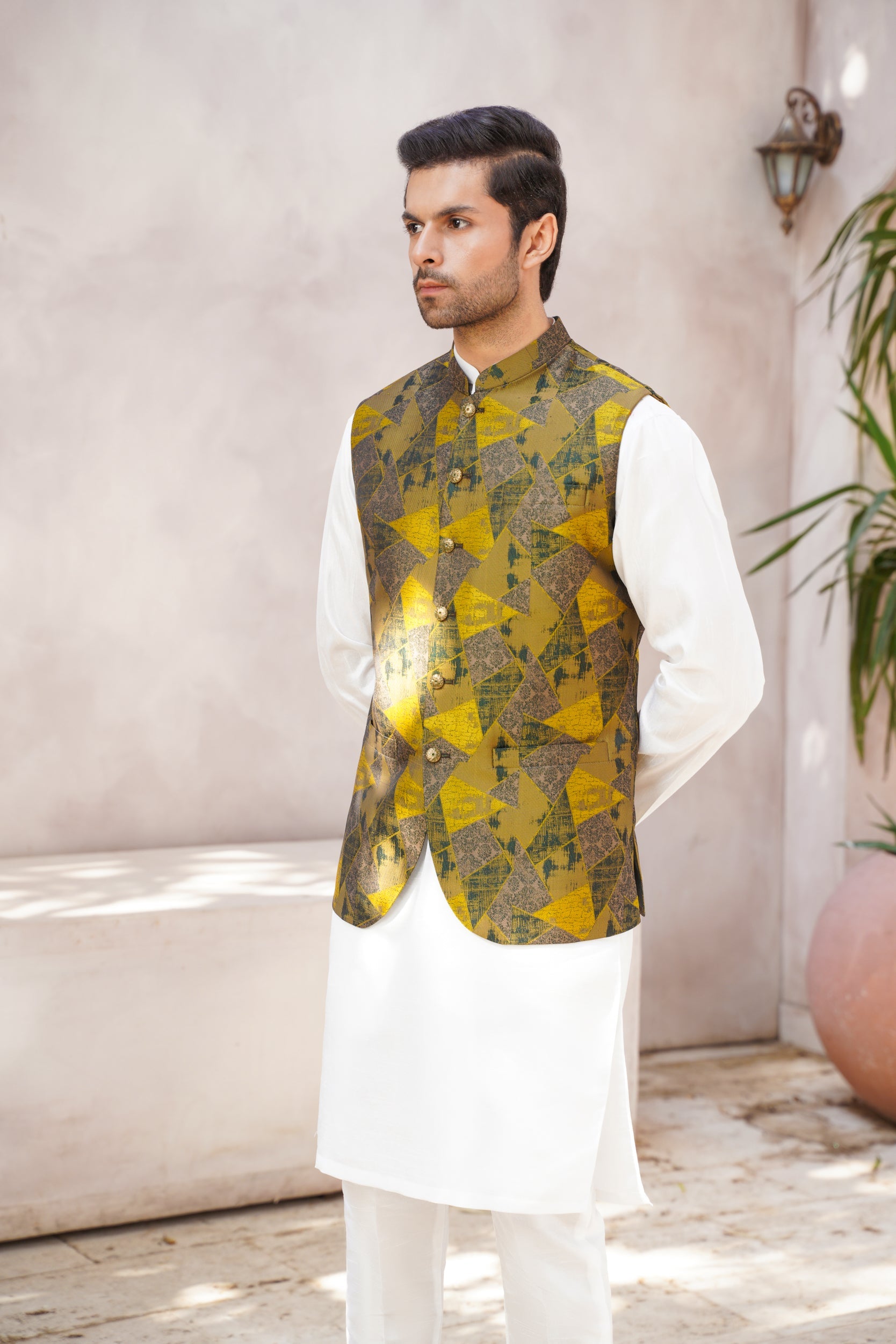 Stylish Lime-Hued Waistcoat