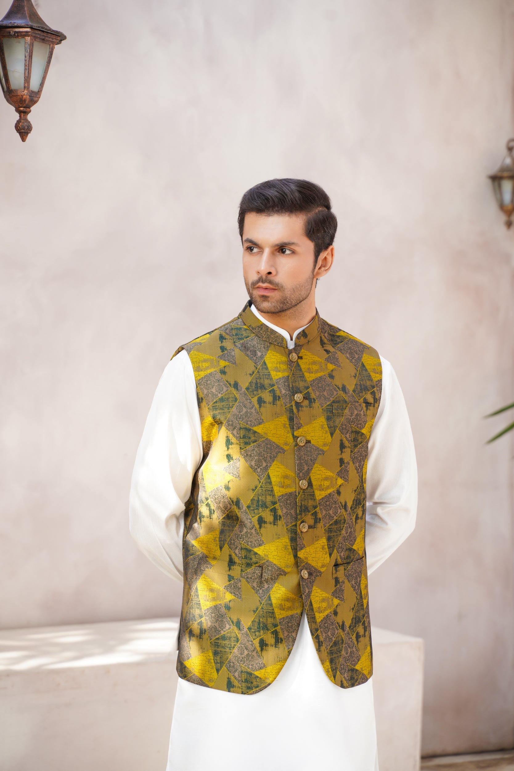 Stylish Lime-Hued Waistcoat