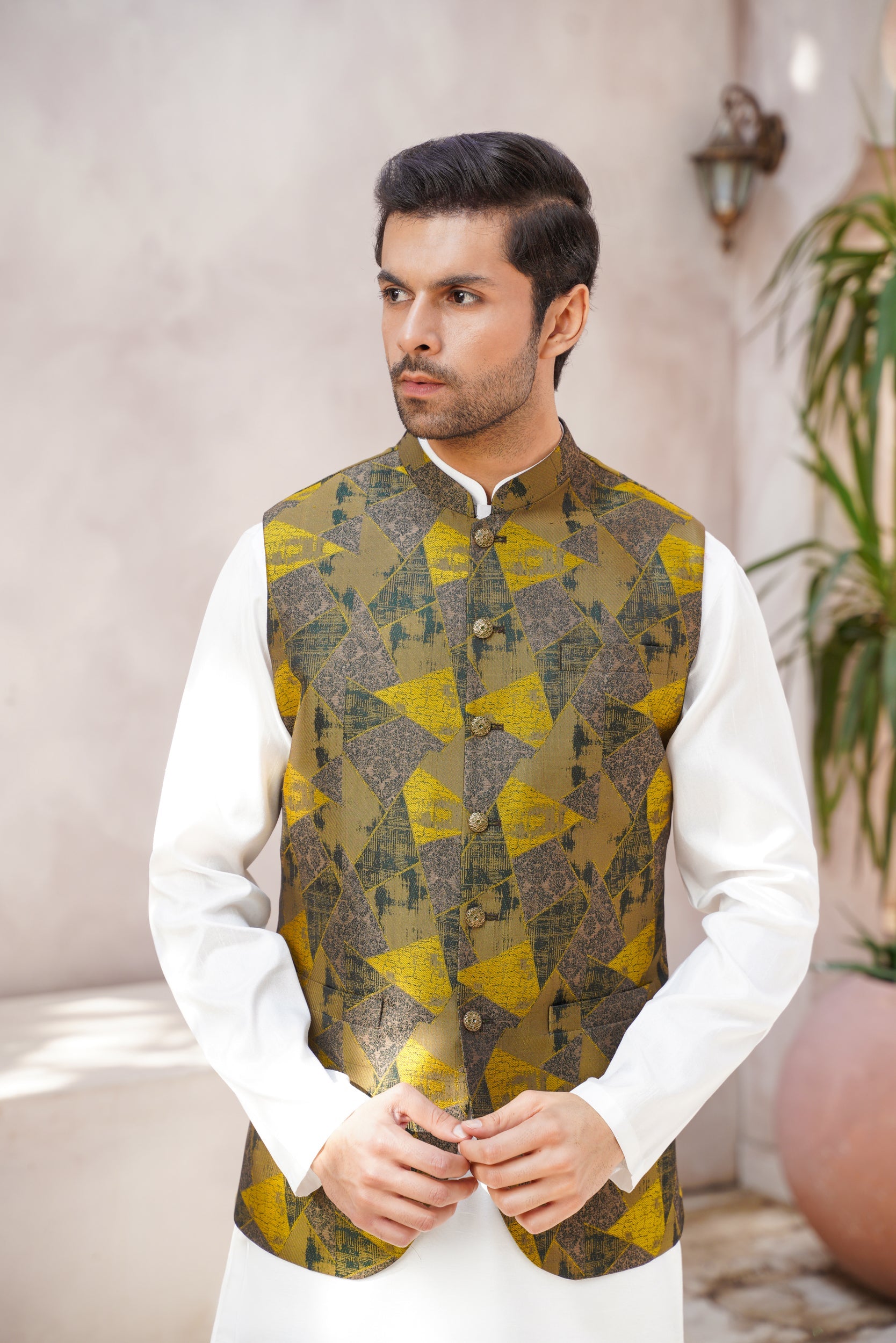 Stylish Lime-Hued Waistcoat