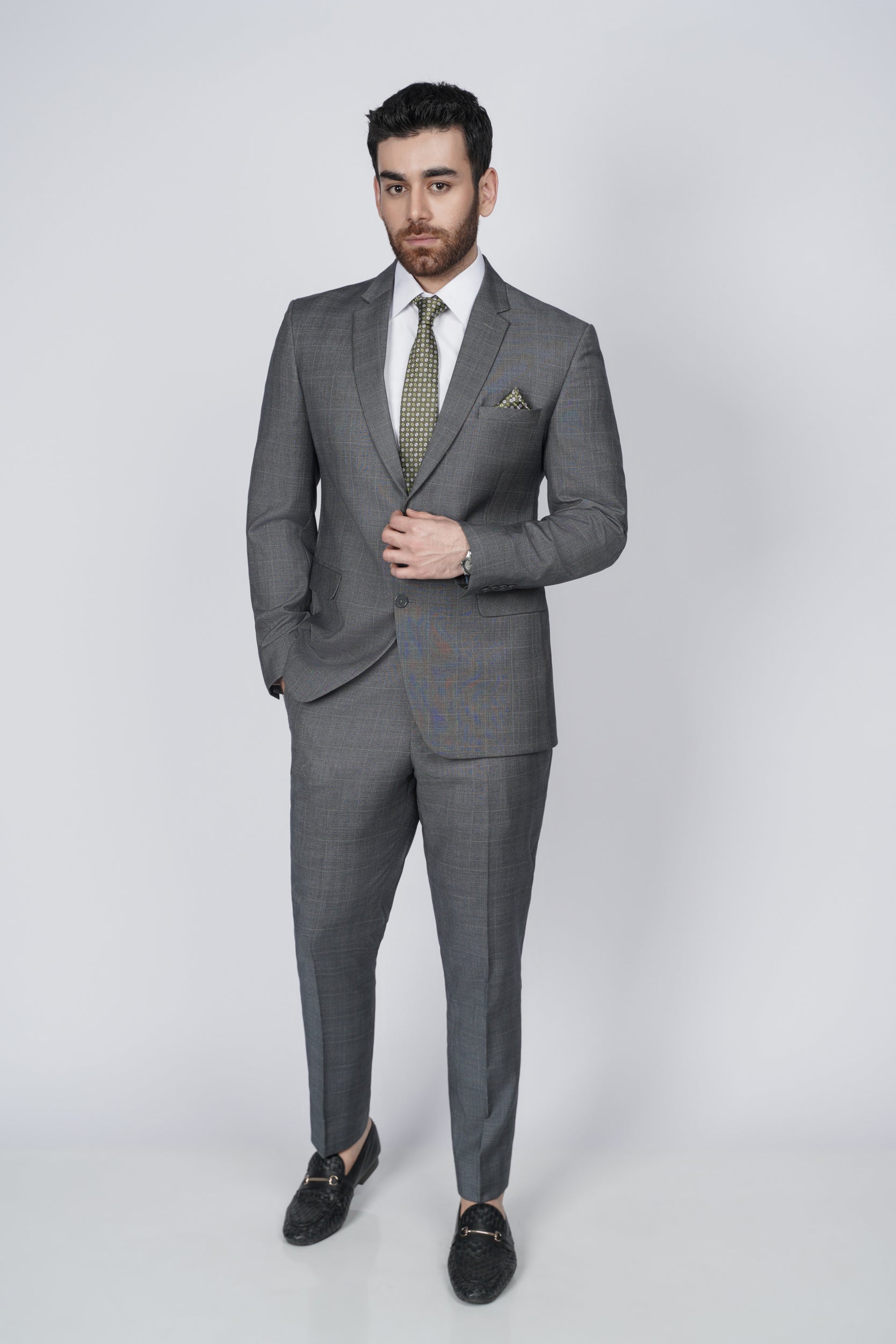 Gray two piece suit