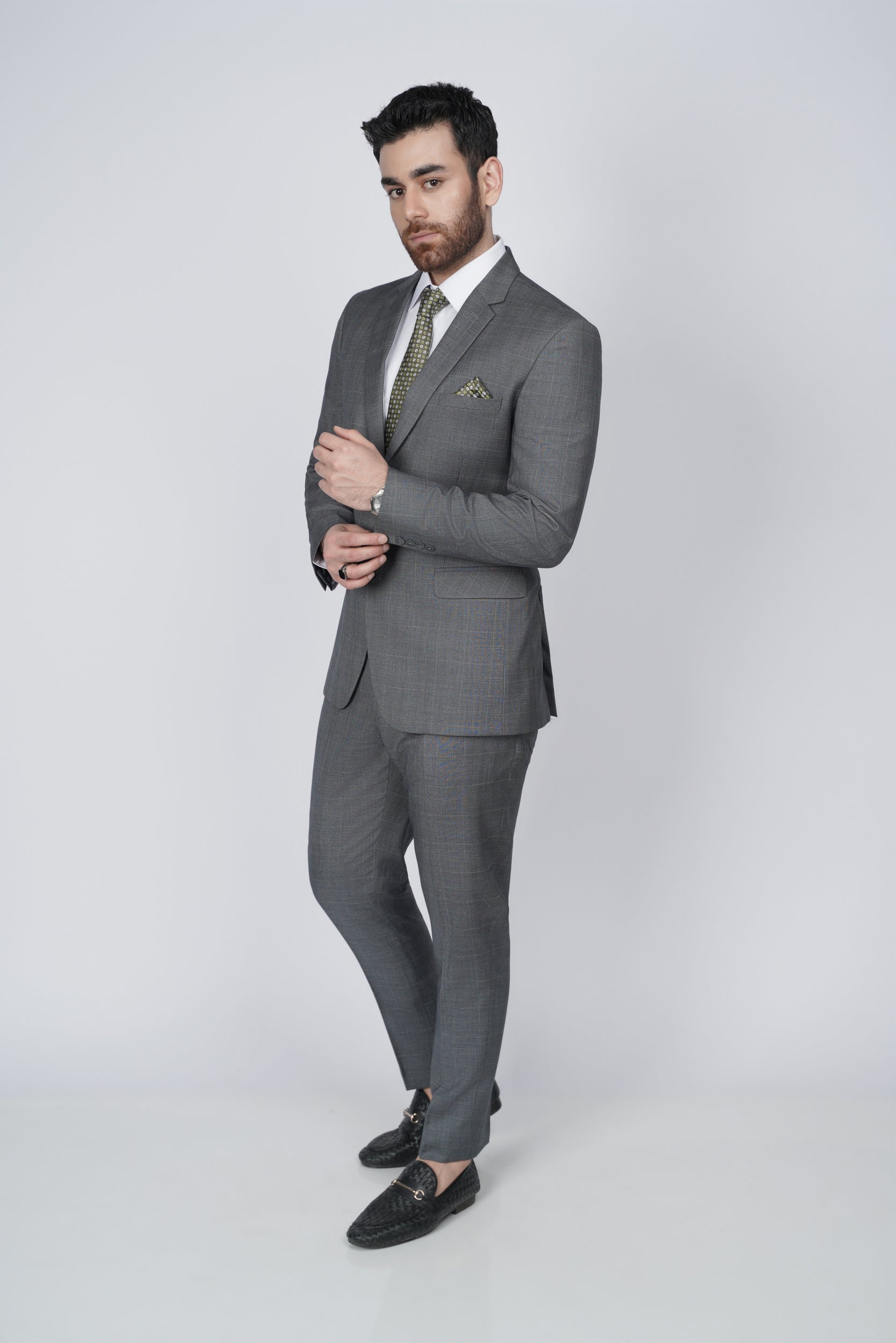 Gray two piece suit