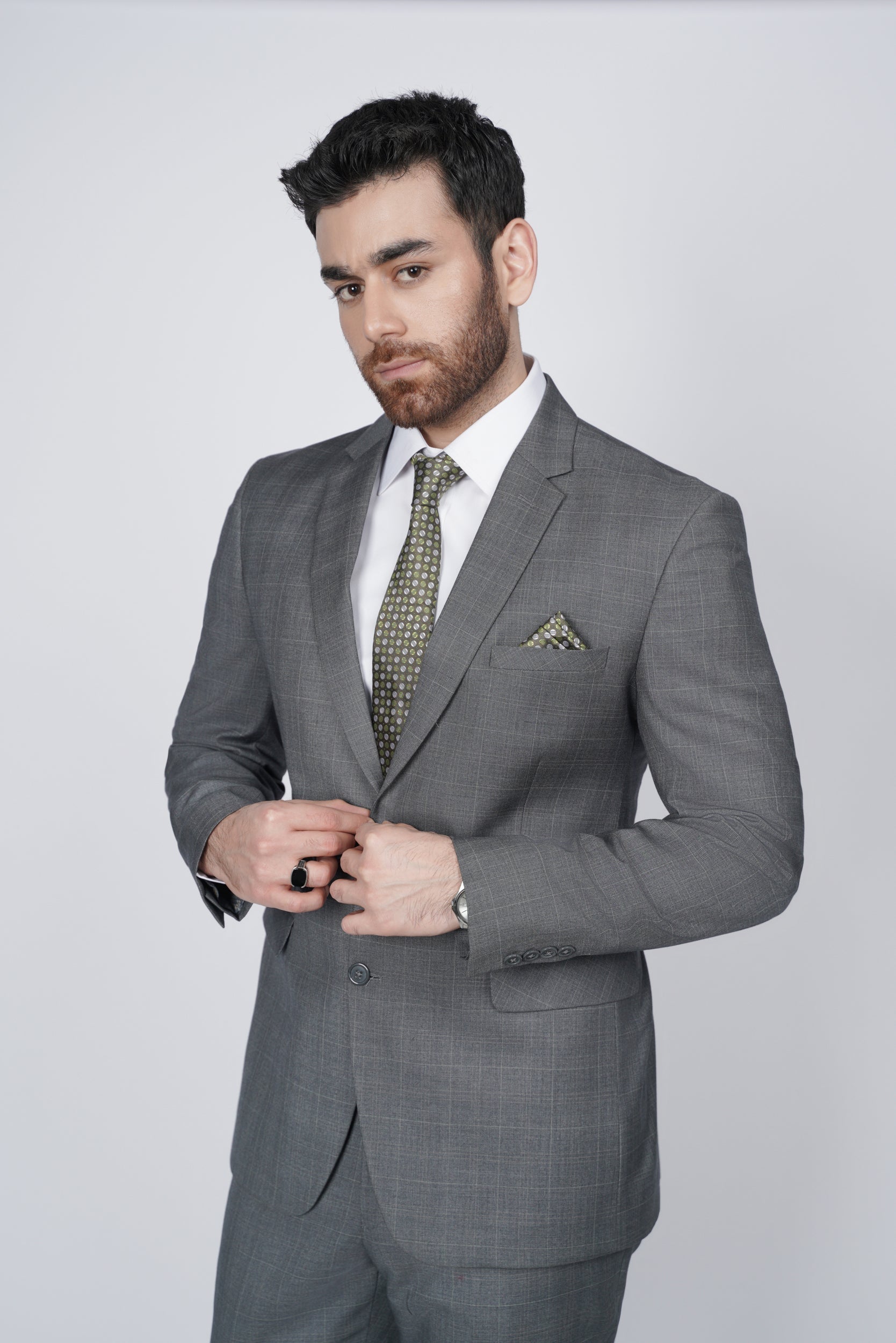 Gray two piece suit