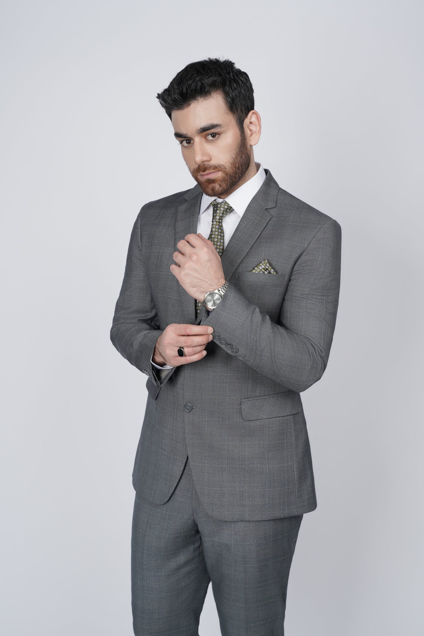 Gray two piece suit