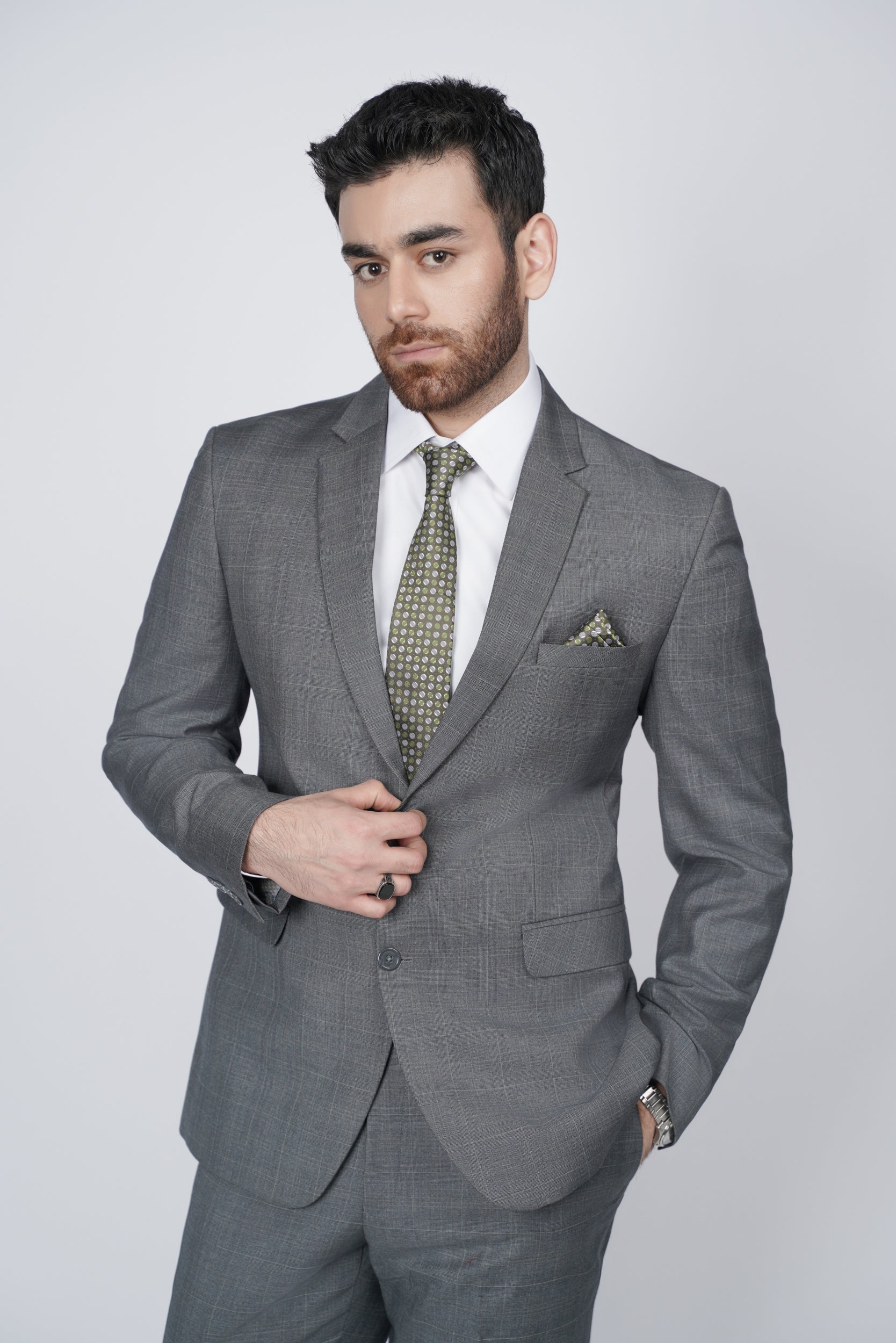 Gray two piece suit