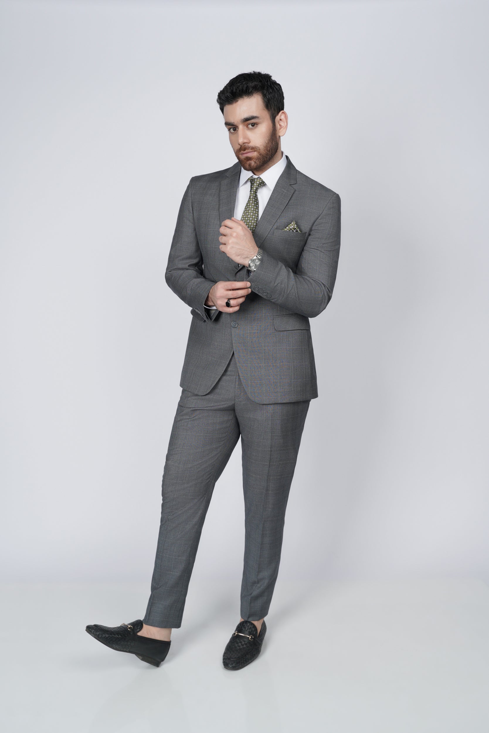 Gray two piece suit