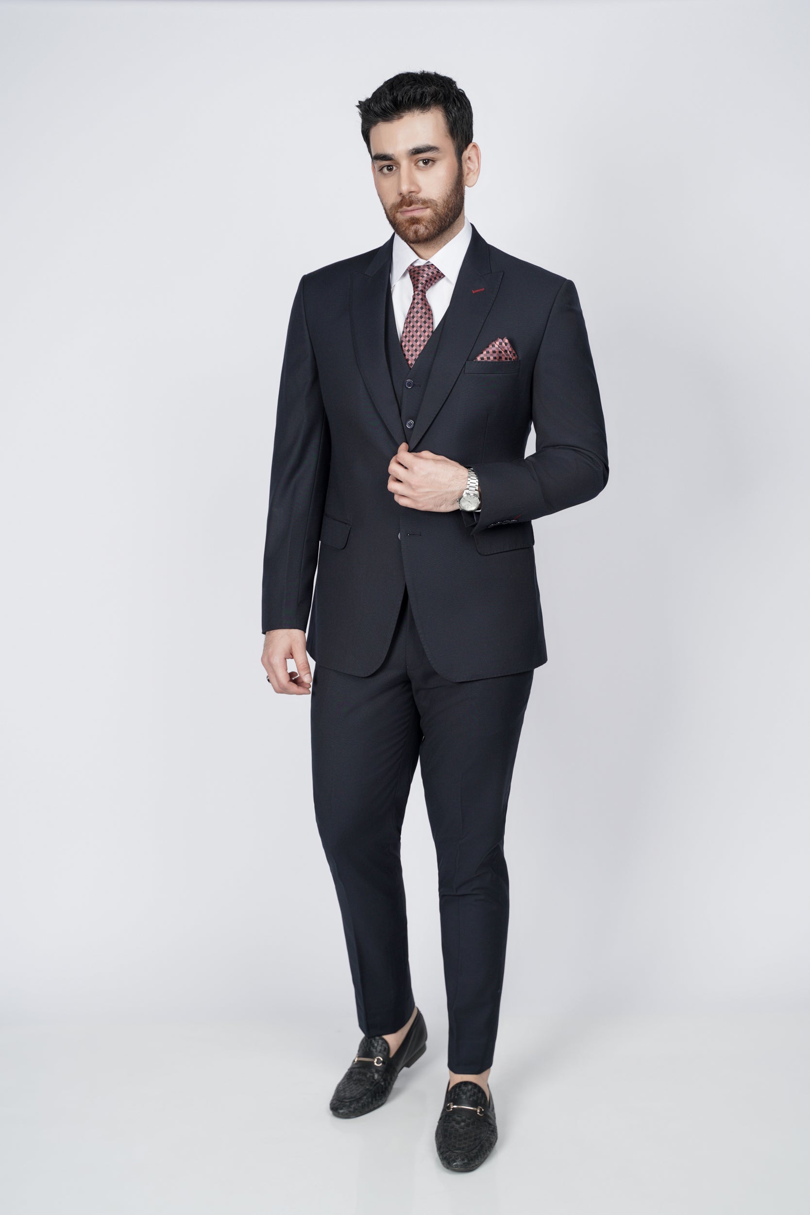 Dark navy blue two piece suit